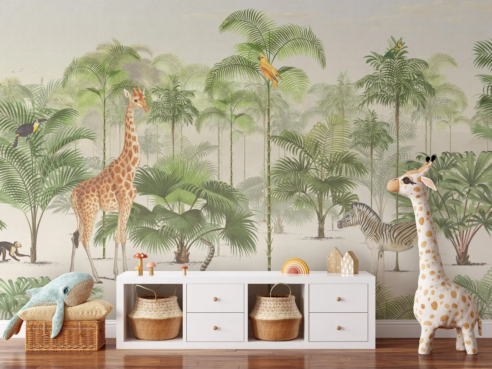 Giraffe Safari Animals Mural - Image 4