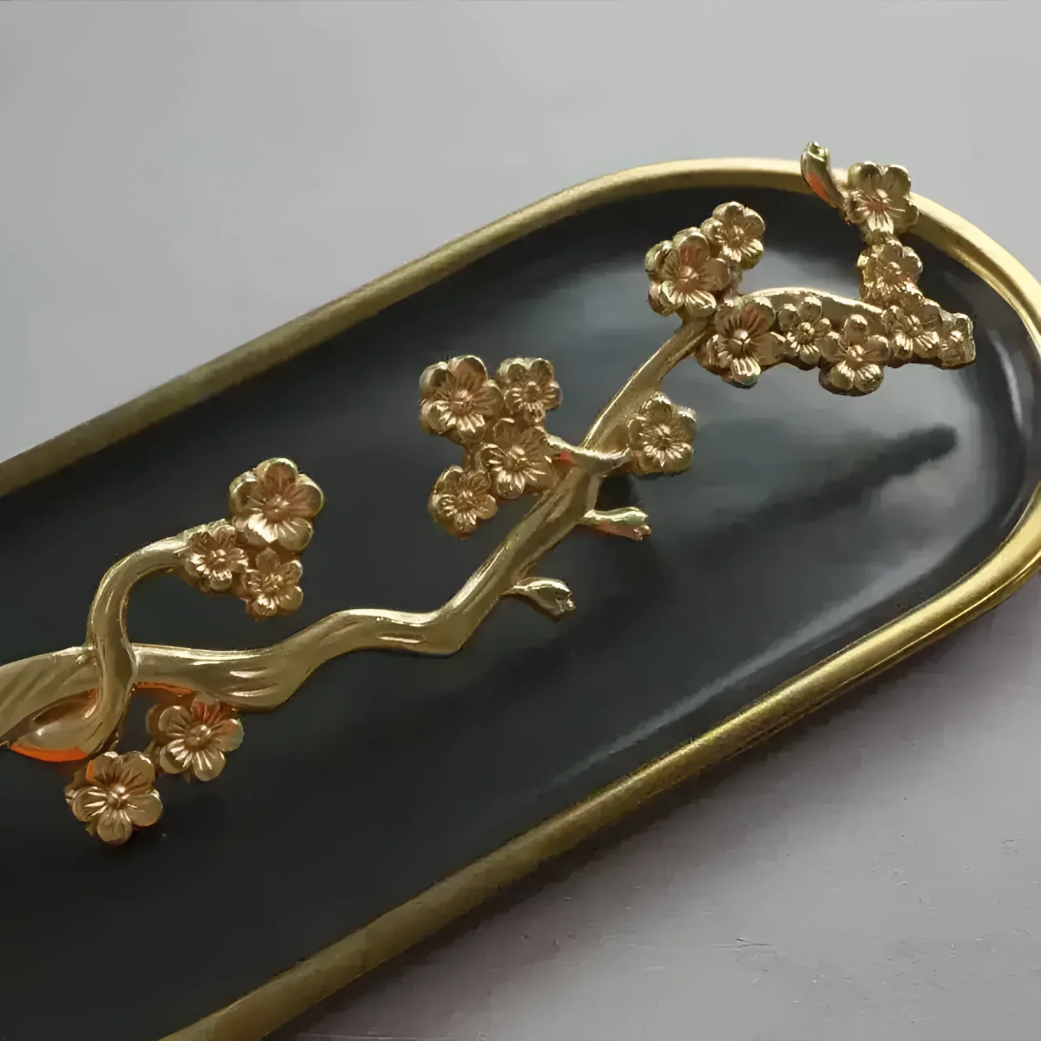 Gold Cherry Blossom Tree Branch Door Knob Handles - Set of 2 - Image 4