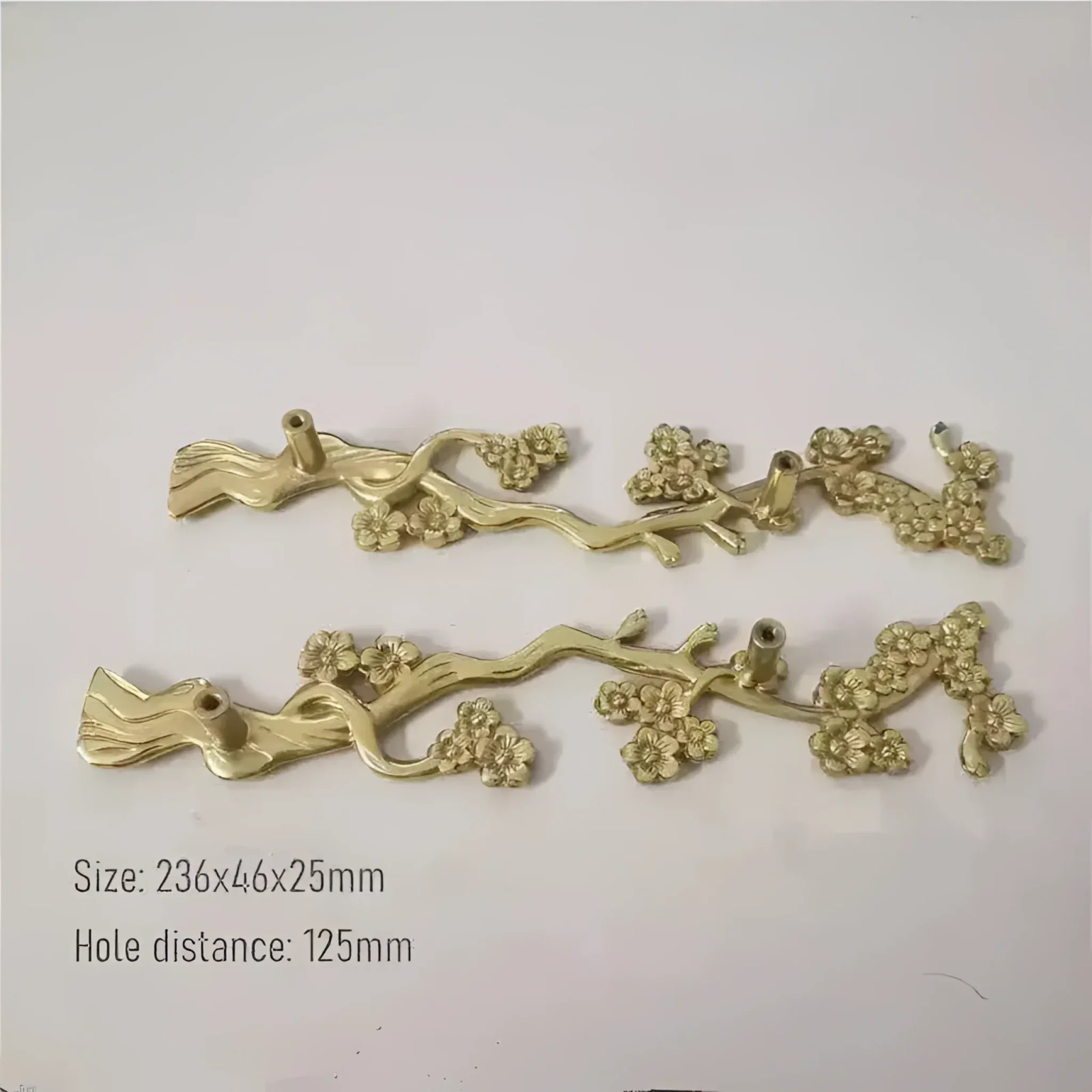 Gold Cherry Blossom Tree Branch Door Knob Handles - Set of 2 - Image 7