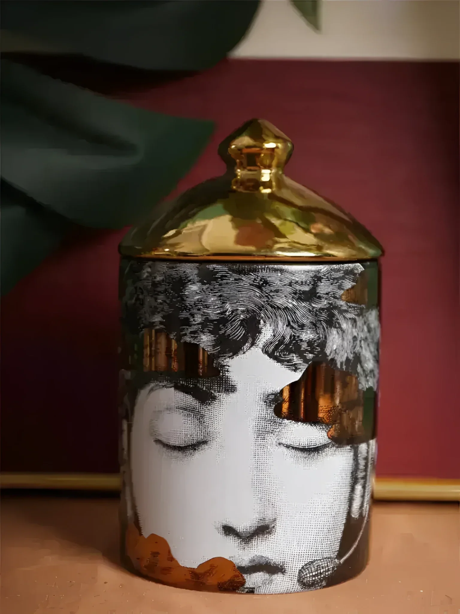 Gold Cloud over Lina Cavalieri Ceramic Aromatherapy Candle Jar with Lid - Image 3