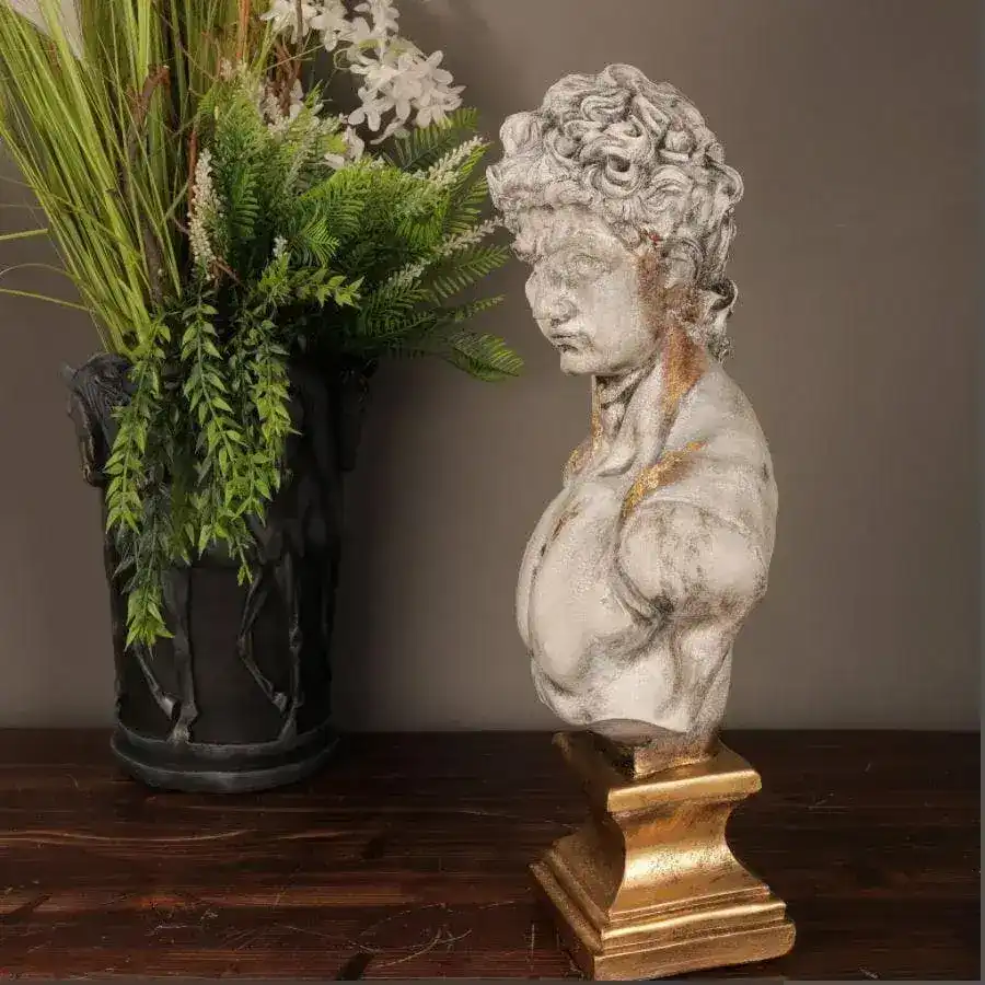Gold Dripping Michelangelo David Bust 17" Sculpture - Image 3