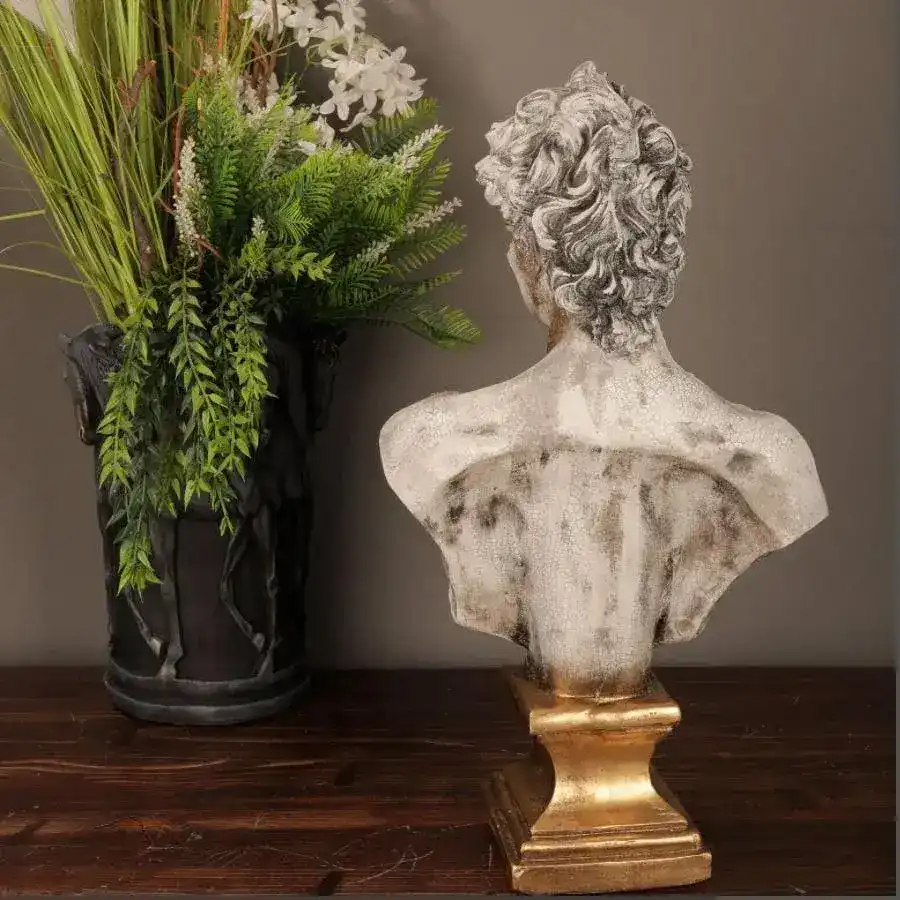 Gold Dripping Michelangelo David Bust 17" Sculpture - Image 4