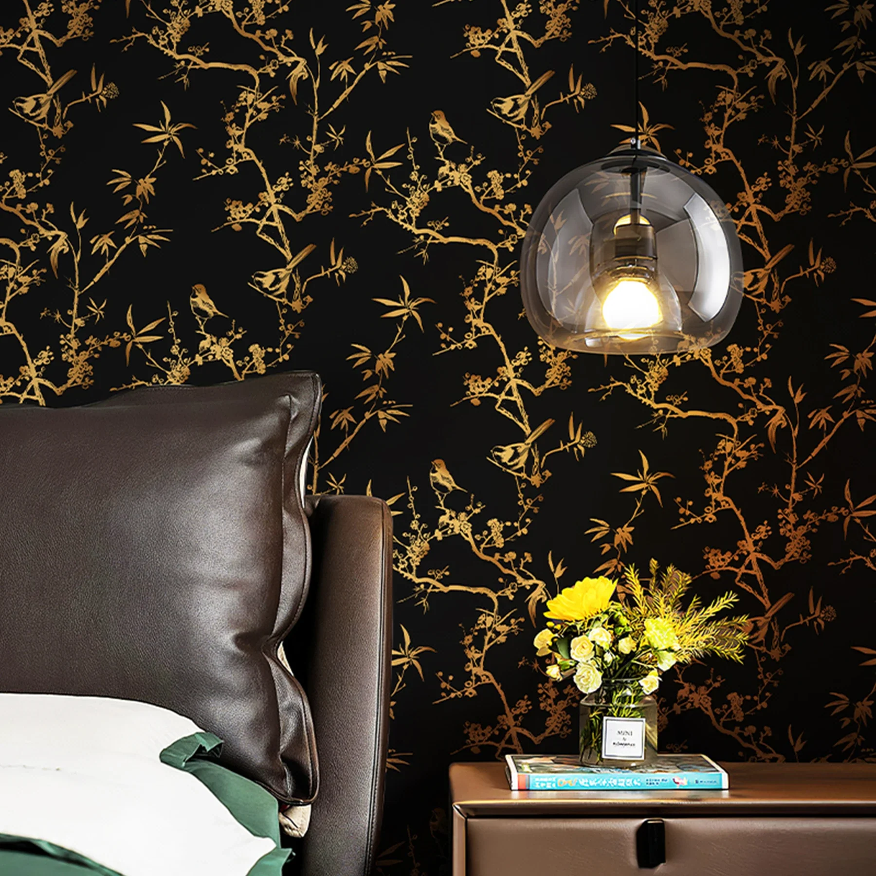 Gold Floral Trees Wallpaper - Image 3