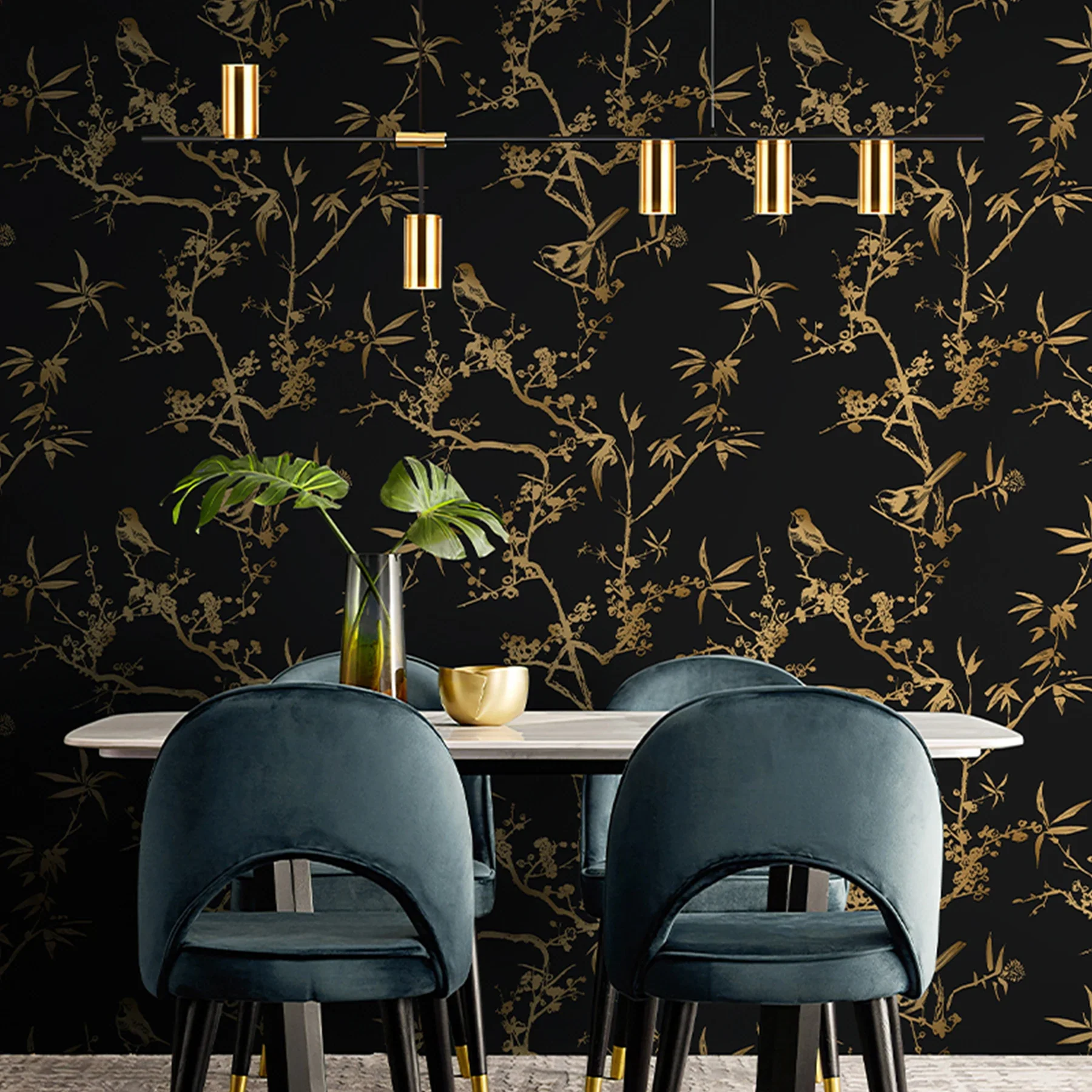 Gold Floral Trees Wallpaper - Image 5