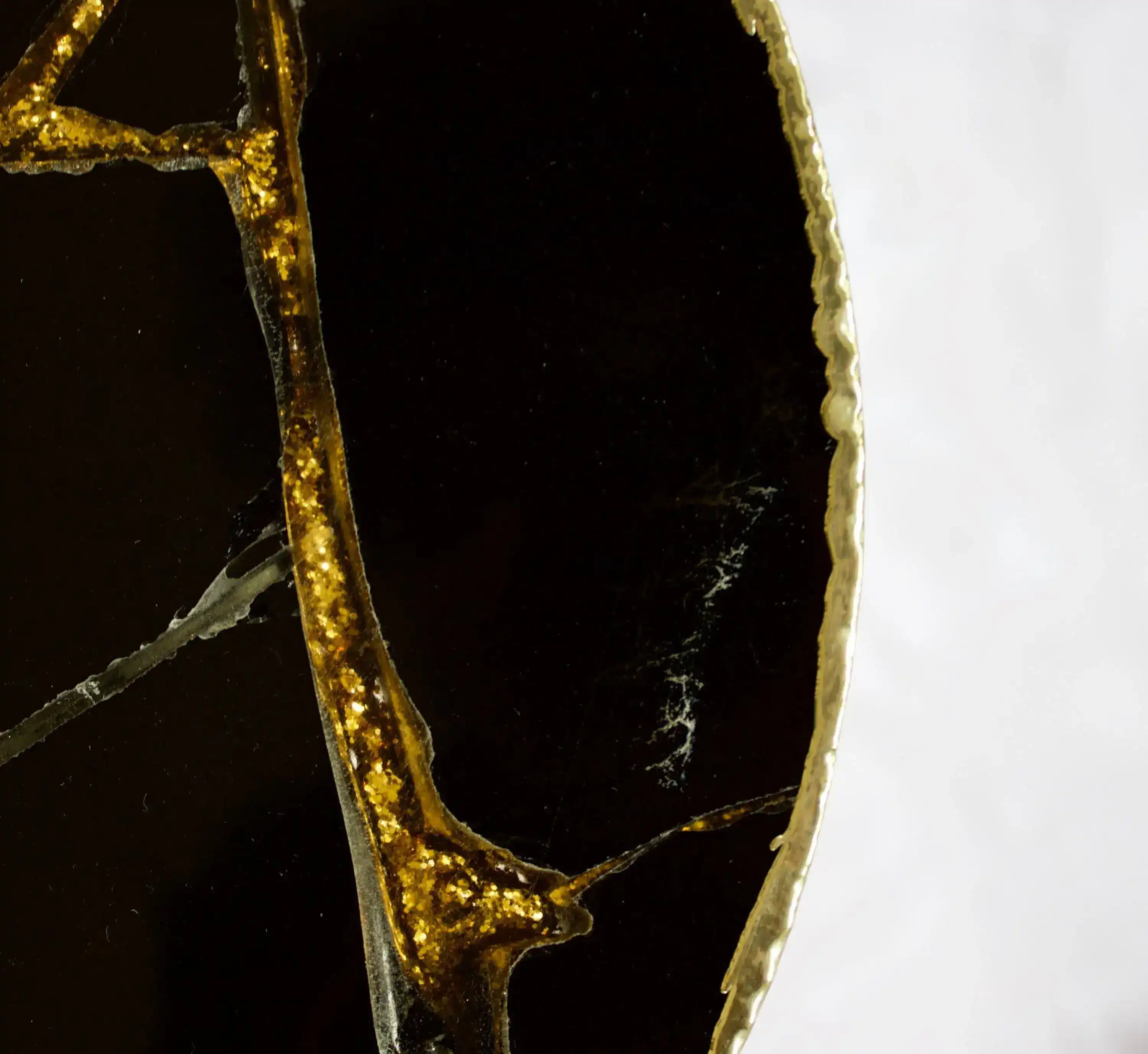 Gold Sparkle Infused Black Agate Round Accent Table - Image 6