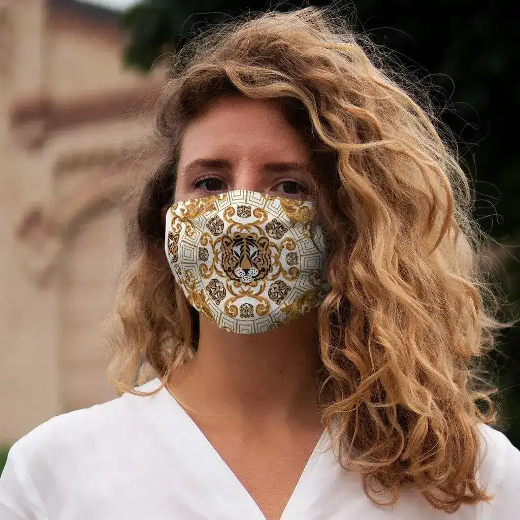 Gold Tiger Face Snug-Fit Polyester Face Mask - Image 6