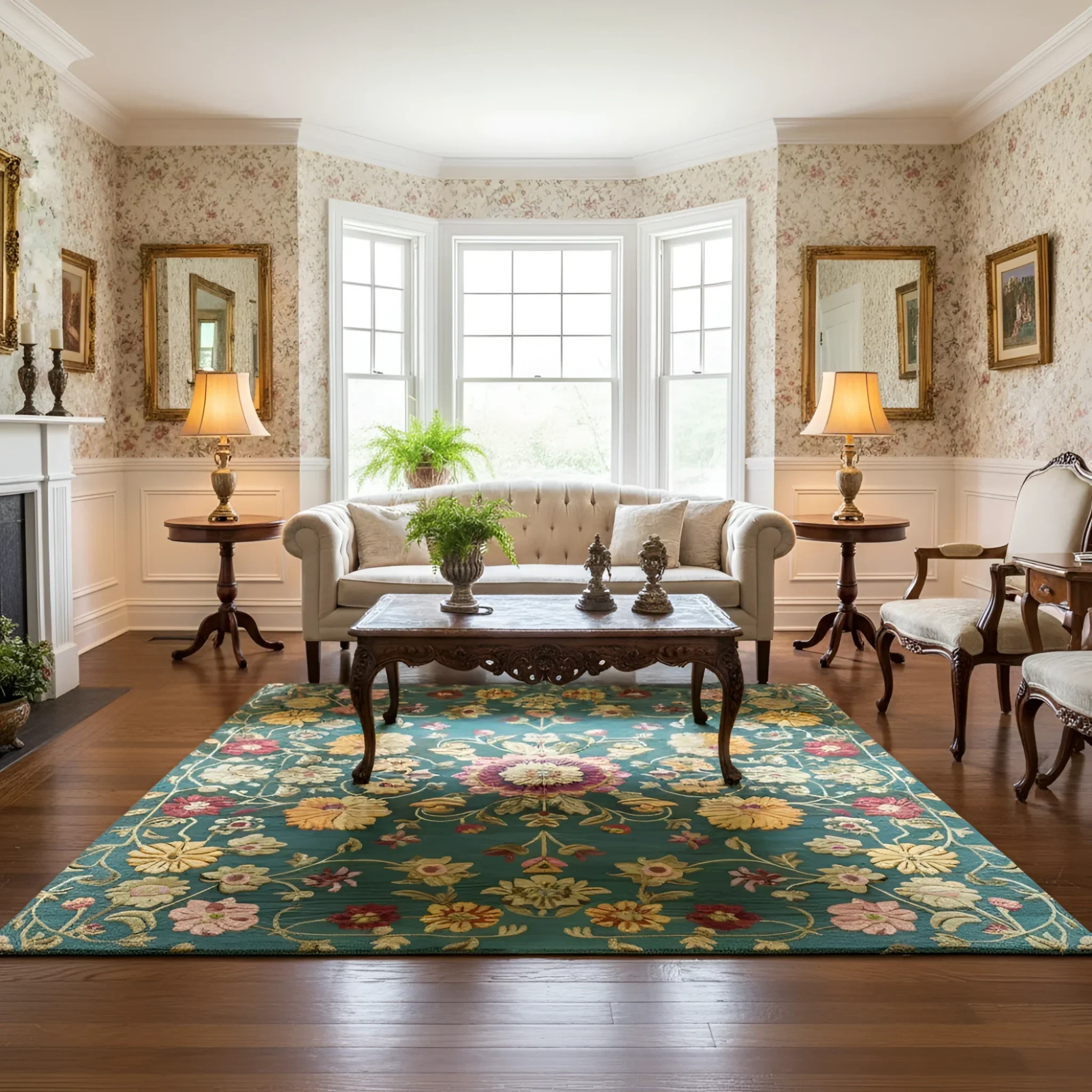 Golden Blossom Persian Hand Tufted Rug - Image 3