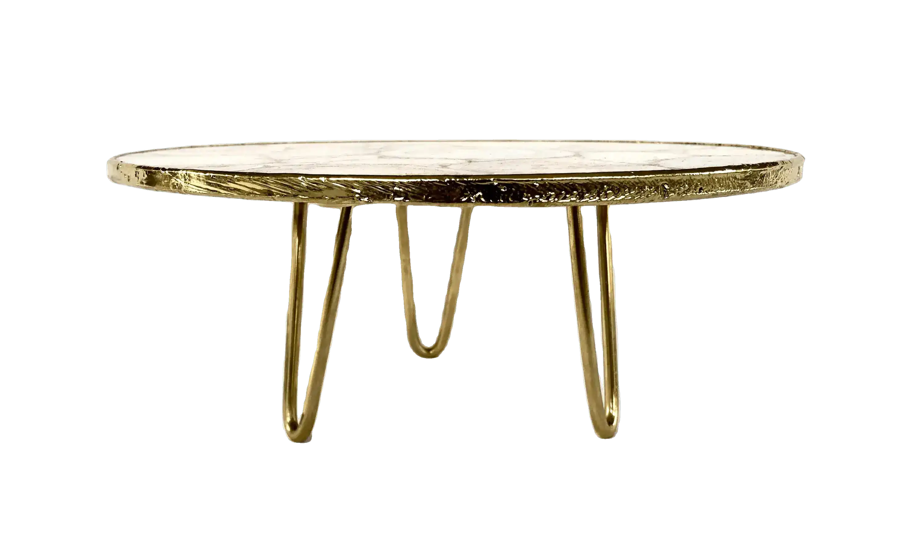 Golden Brown Agate Cake Stand with Brass Legs - Image 5