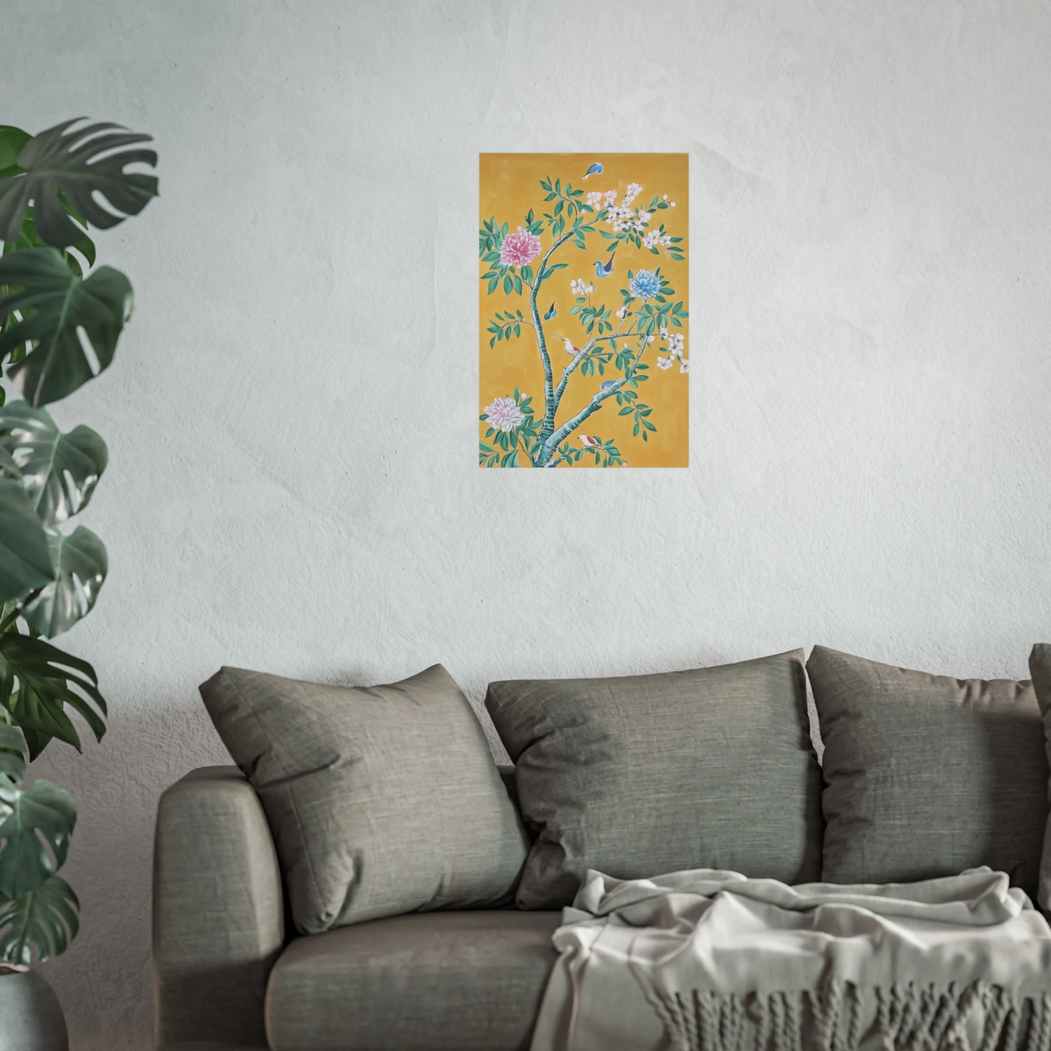Golden Chinoiserie Birds and Floral Scene Fine Art Poster - Image 33