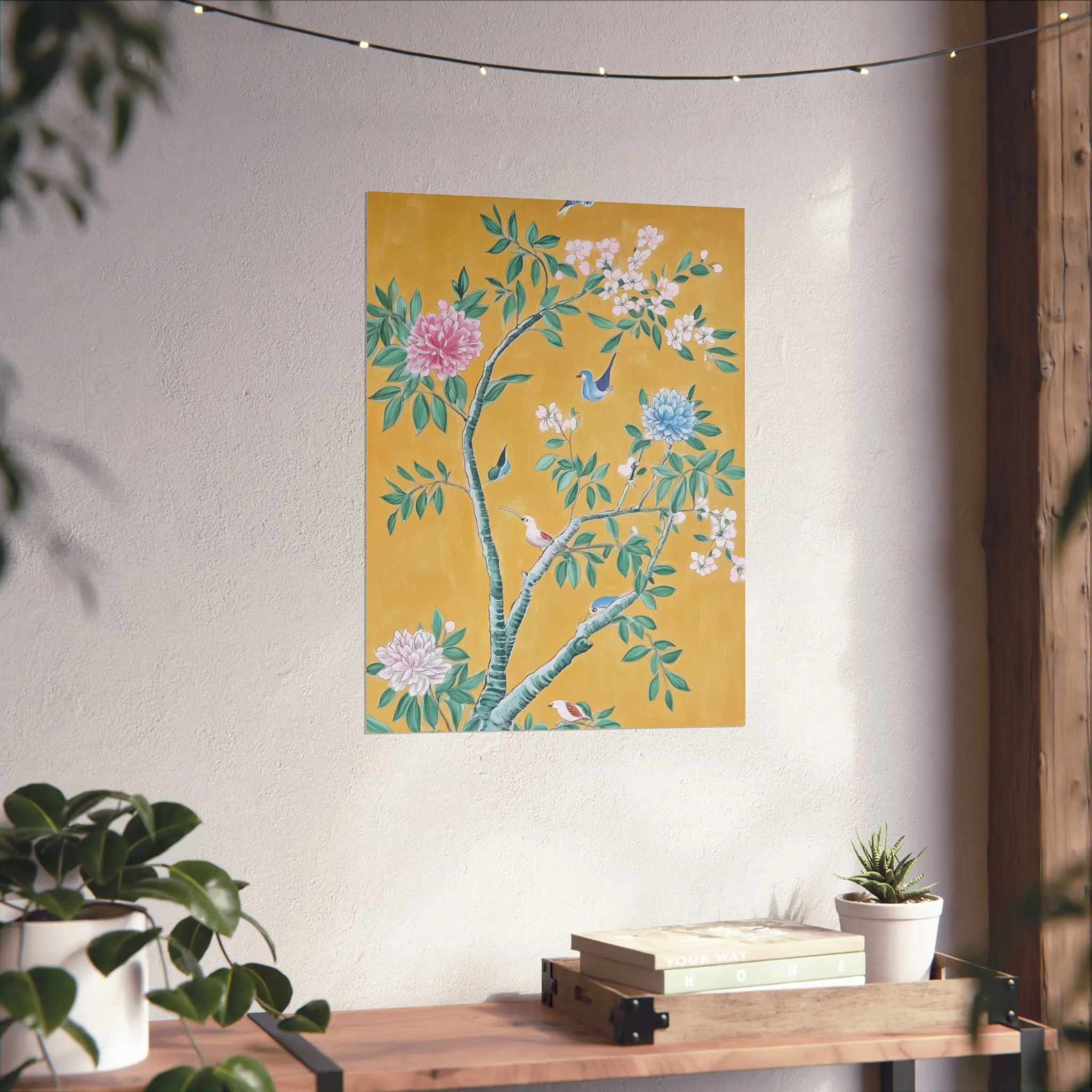 Golden Chinoiserie Birds and Floral Scene Fine Art Poster - Image 36