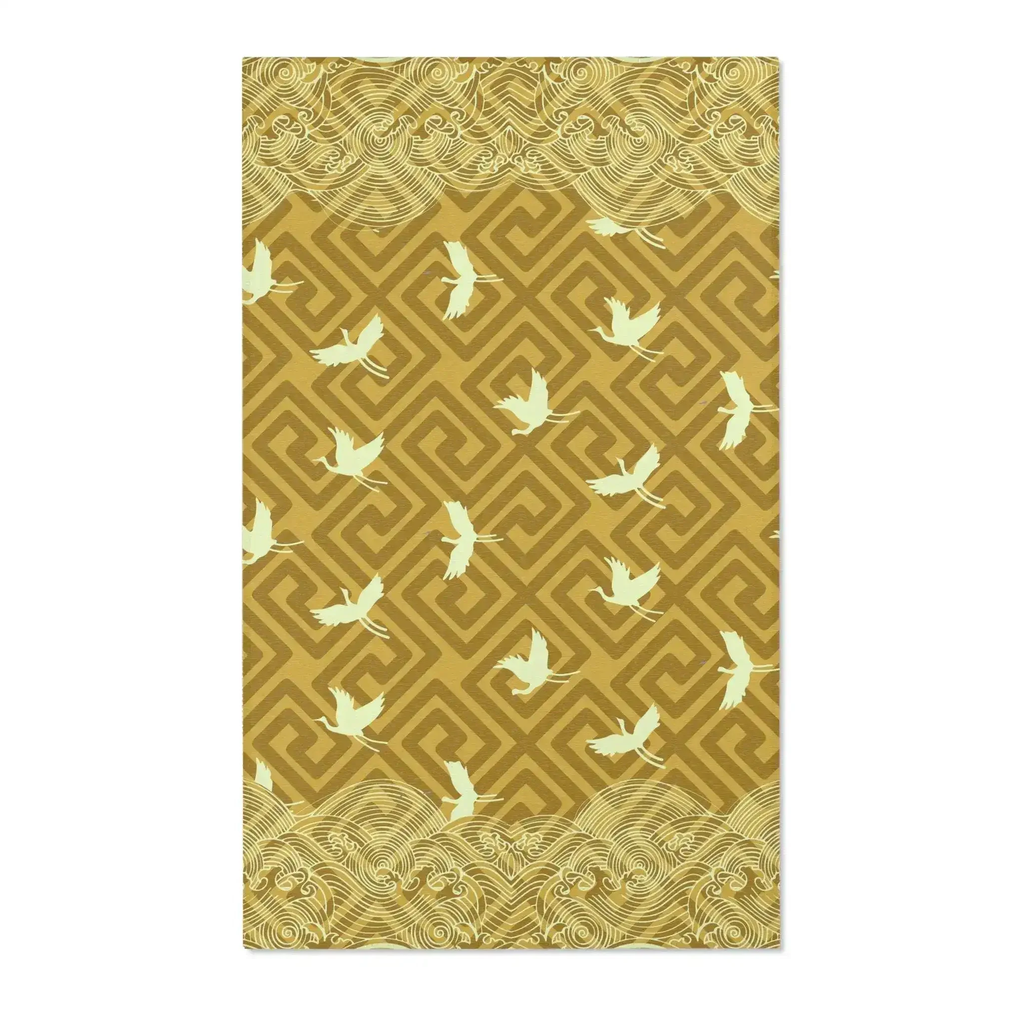 Golden Crane Waves Accent Rug