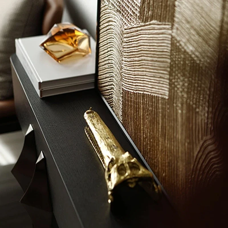 Golden Crocodile Skull Resin Sculpture - Image 3