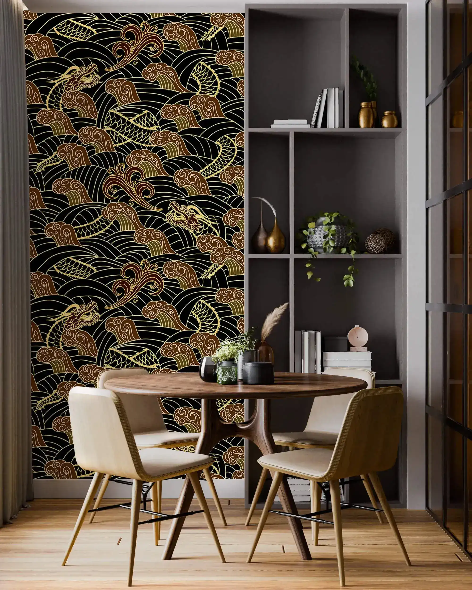 Golden Dragon Waves Wallpaper - Image 4