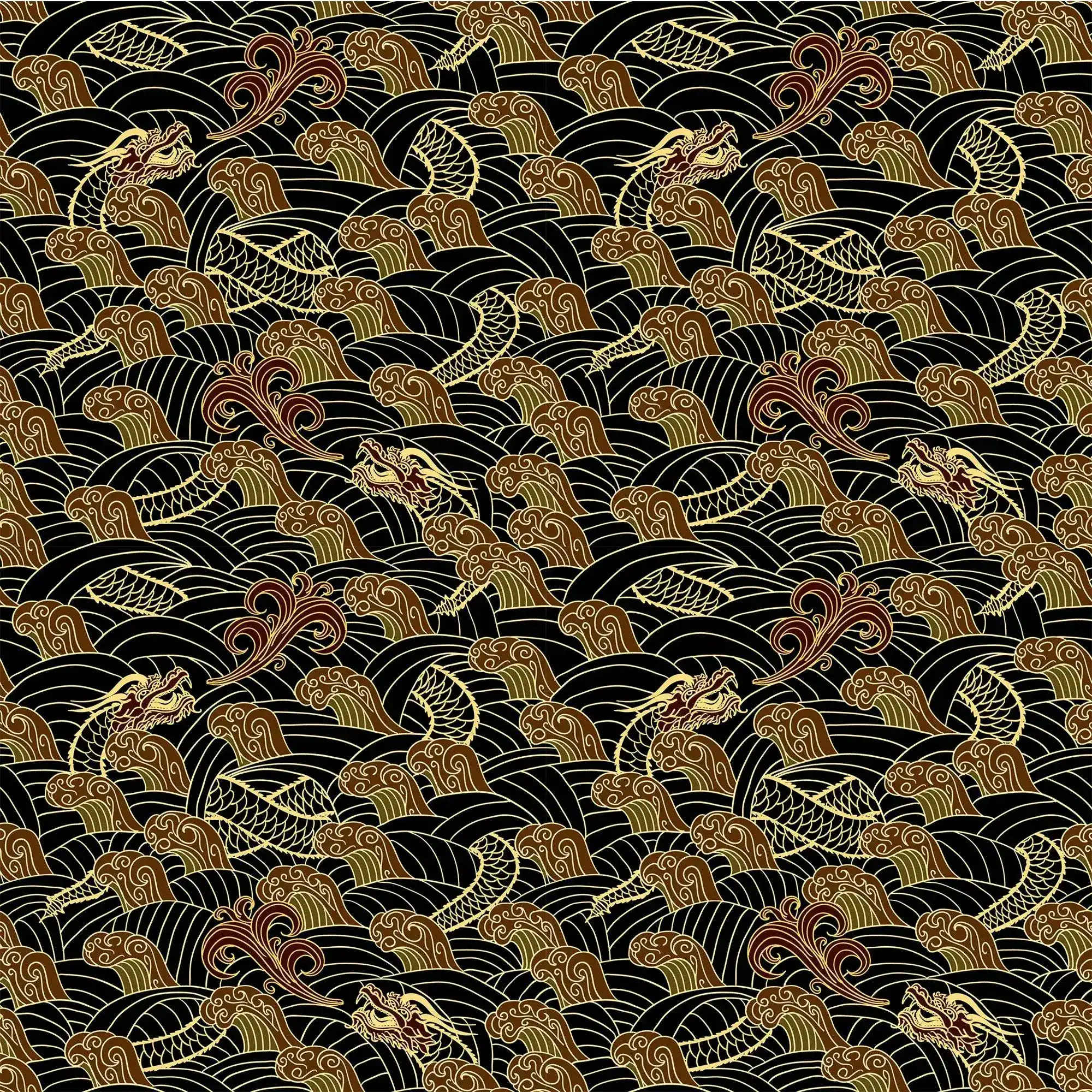 Golden Dragon Waves Wallpaper - Image 7