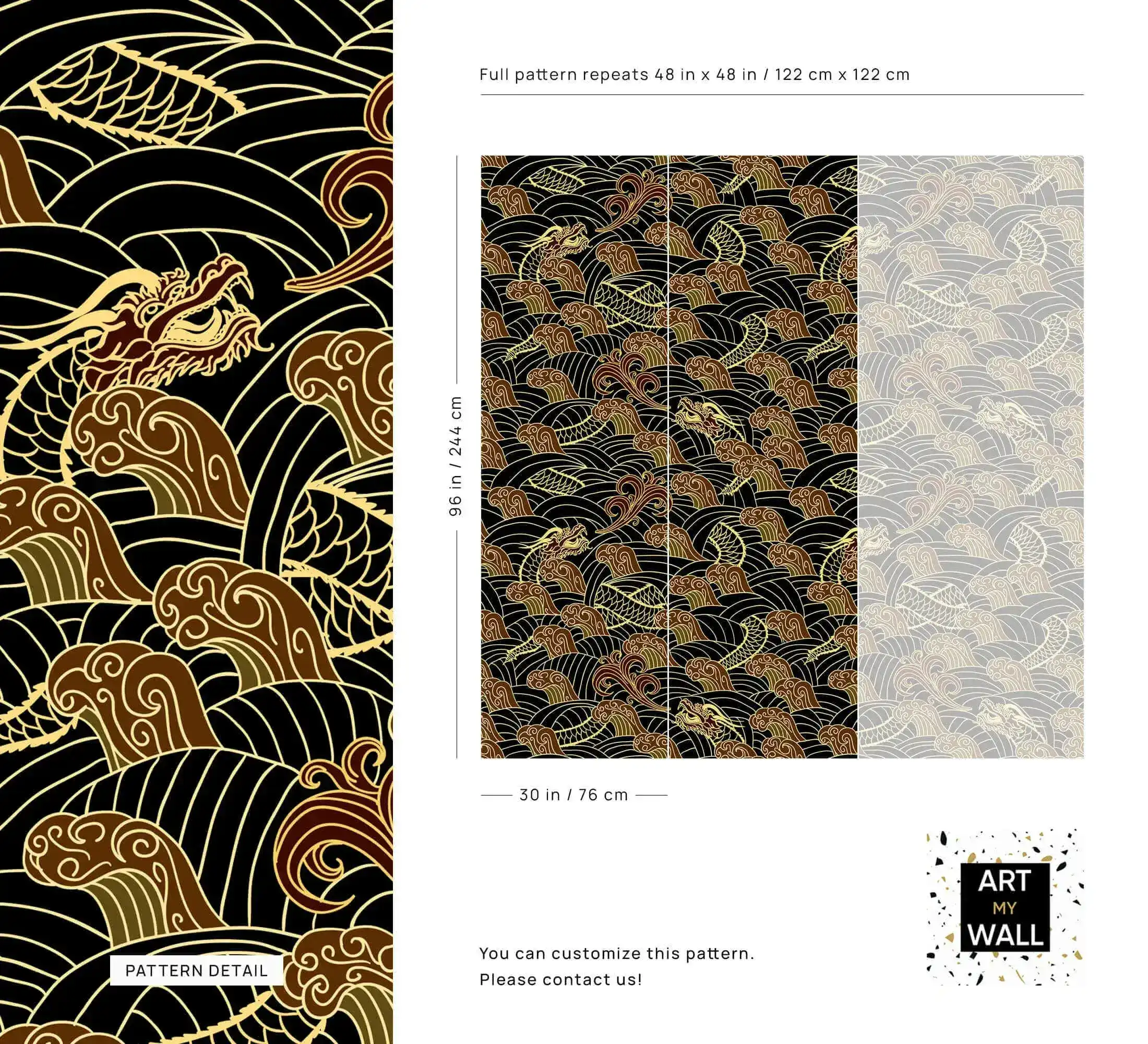 Golden Dragon Waves Wallpaper - Image 8