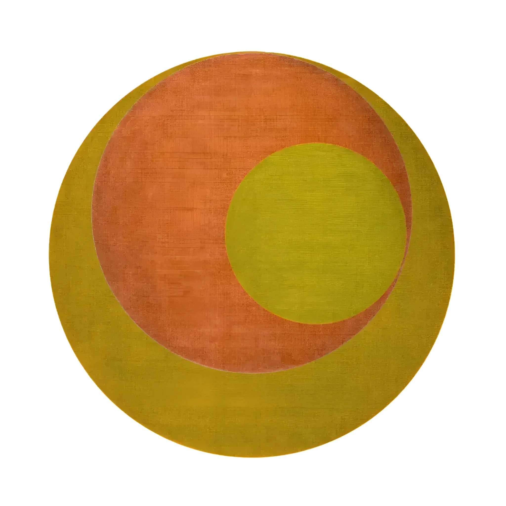 Golden Orange Geometry Round Hand Knotted Wool Rug - Image 5