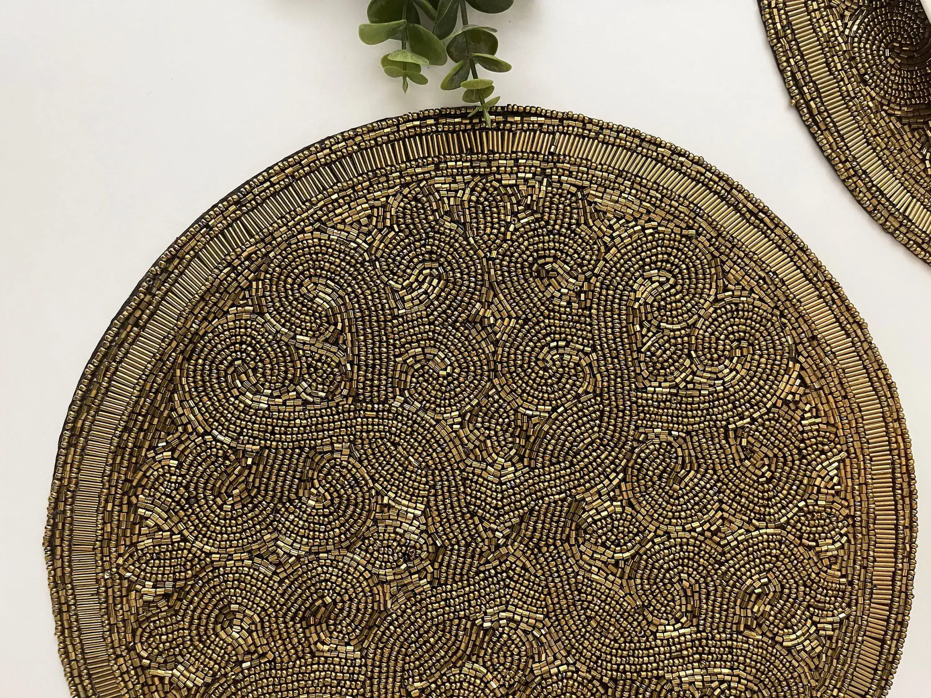 Golden Orion Round Beaded Placemat - Image 3