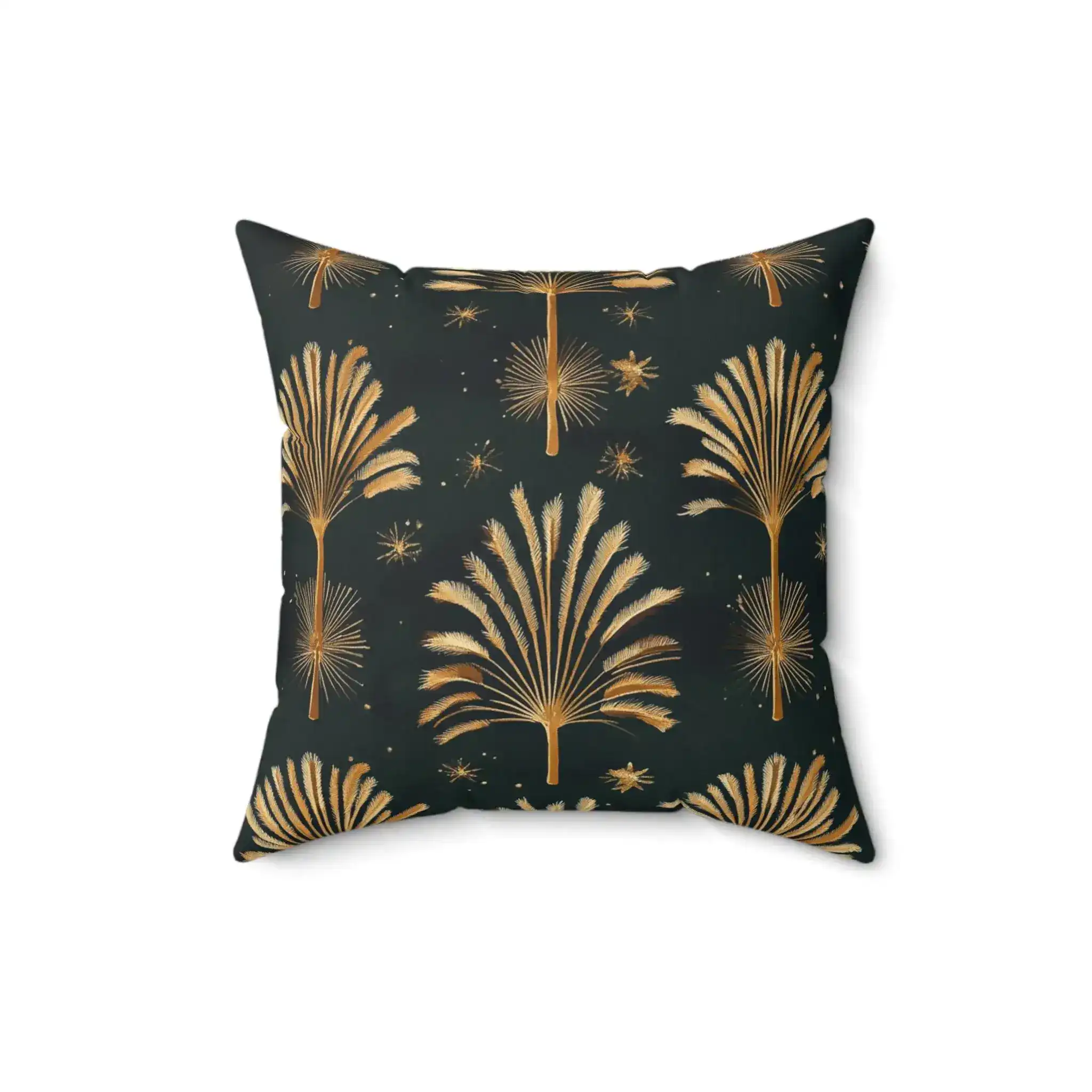 Golden Palm Fronds Throw Pillow - Image 3