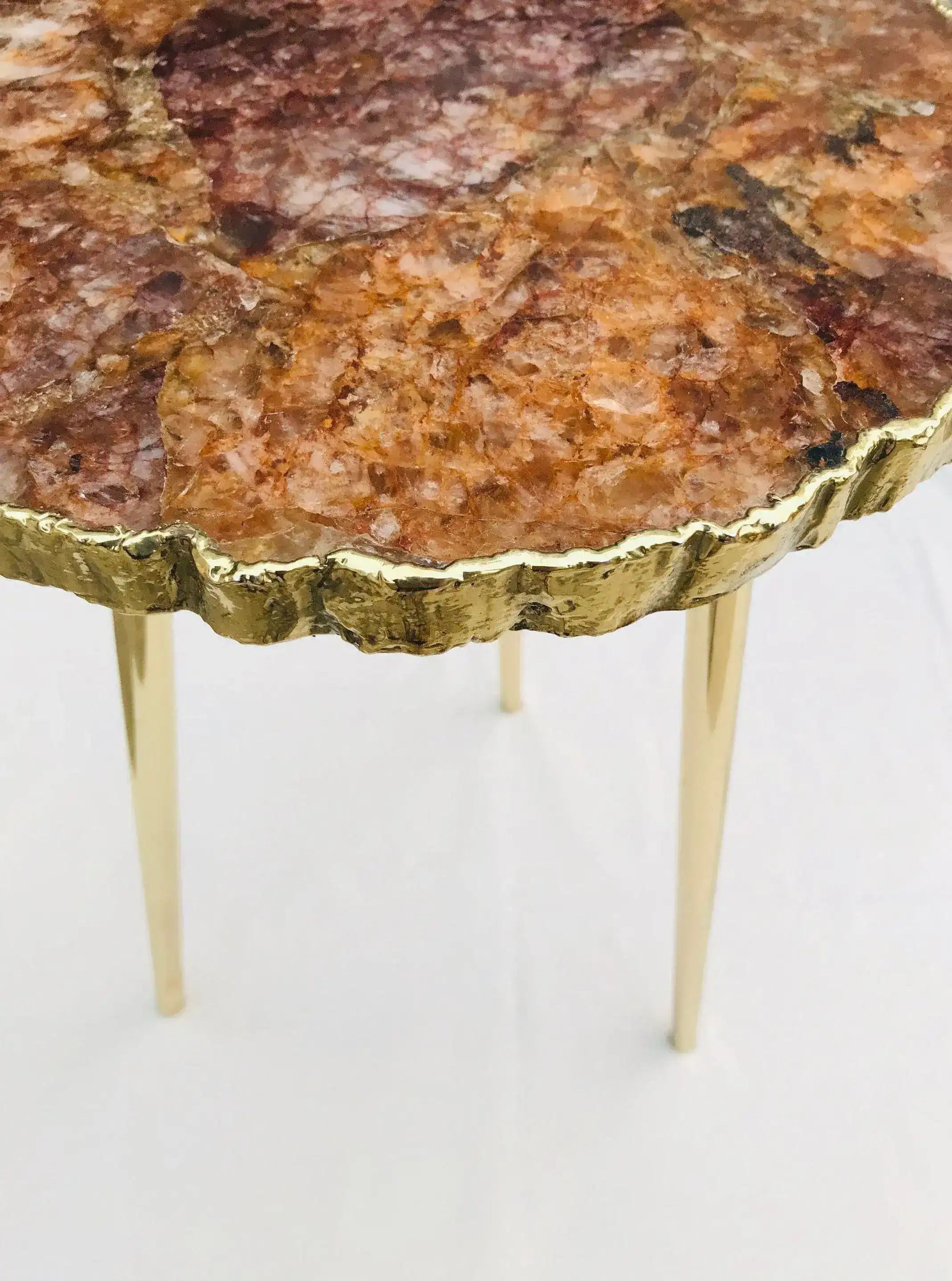 Golden Quartz Agate Organic Edge Accent Table - Image 2