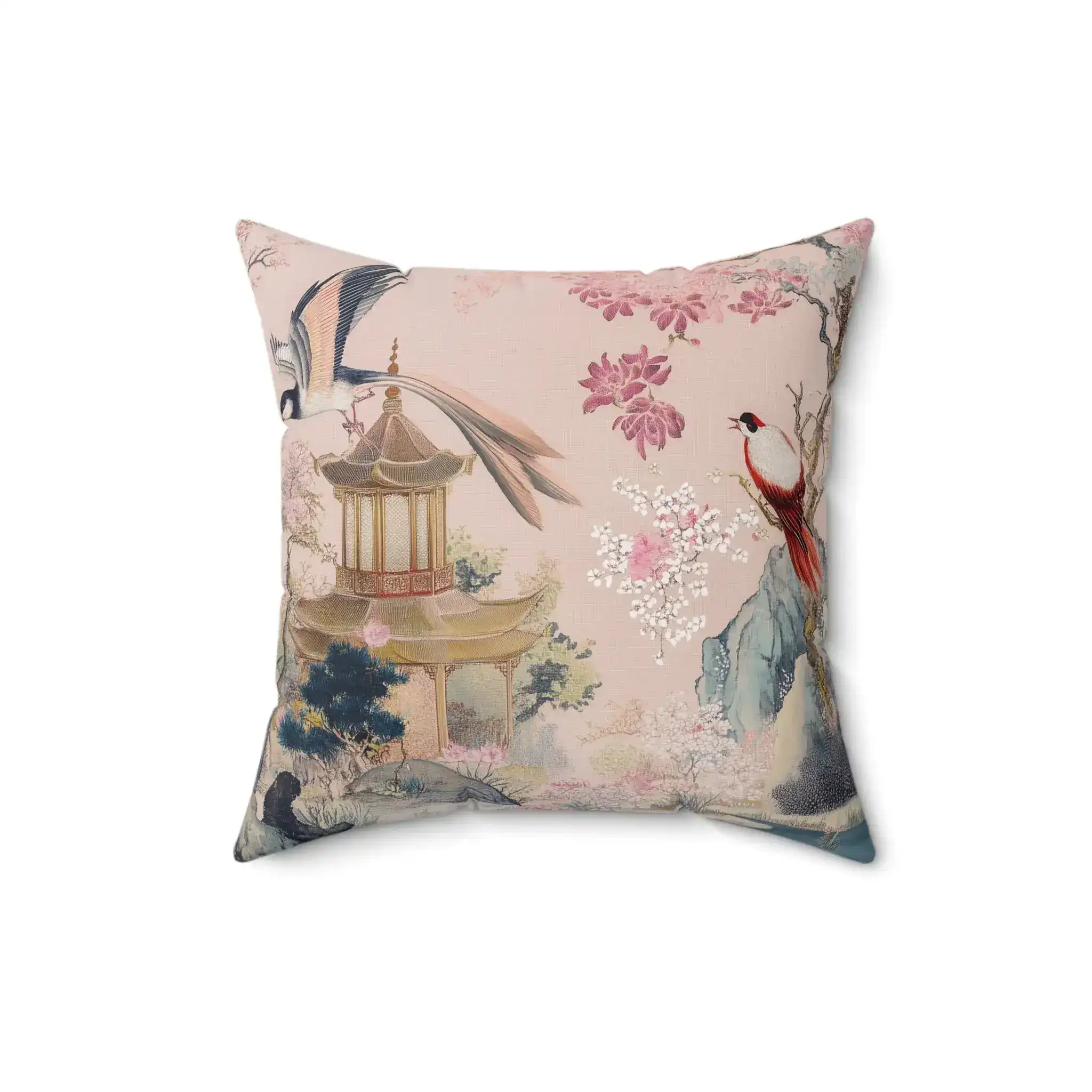 Golden Tranquility in Bloom Throw Pillow - Image 2