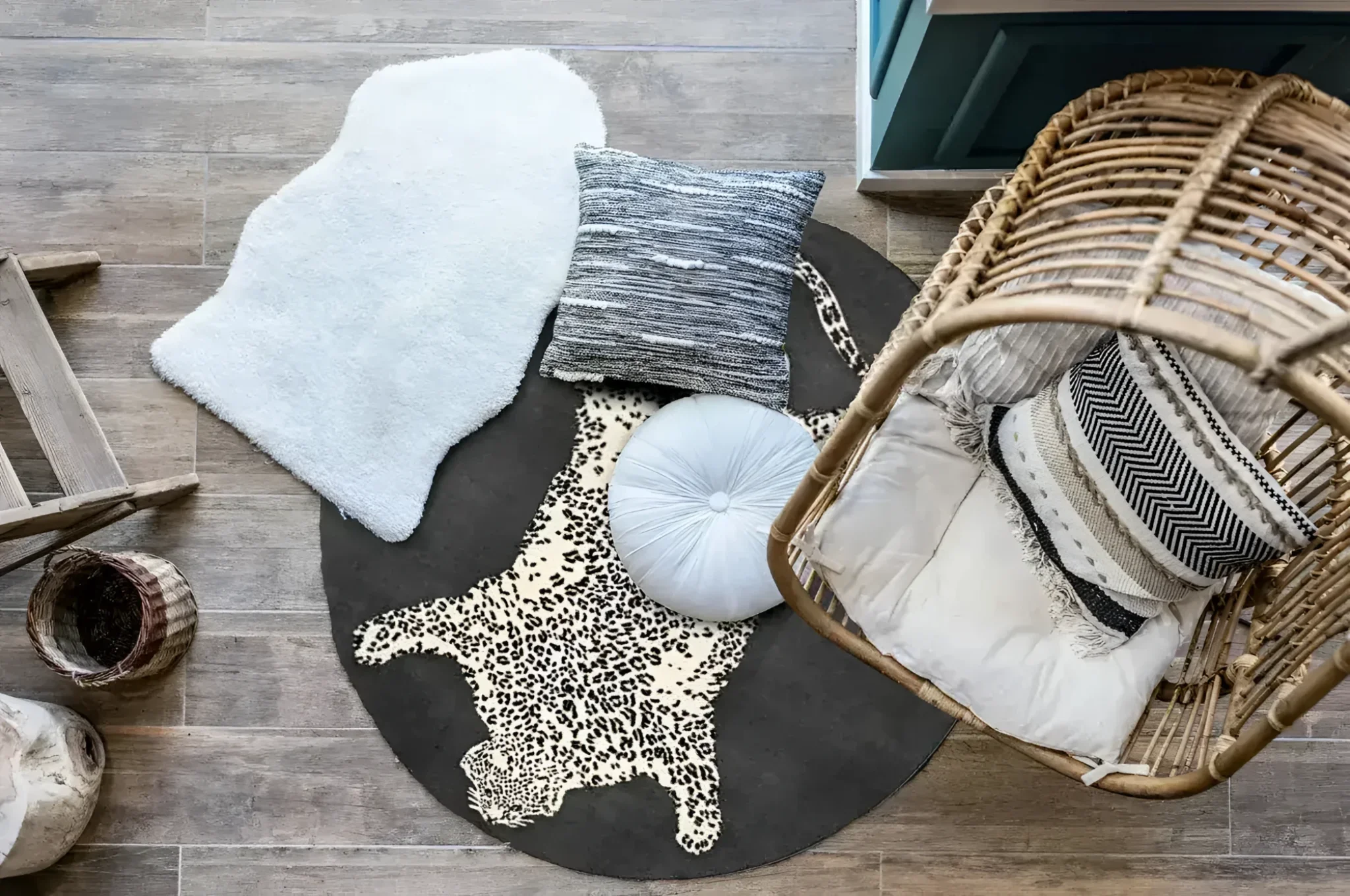 Gray 3D Printed Wild Cat Round Rug 5'2" - Image 2