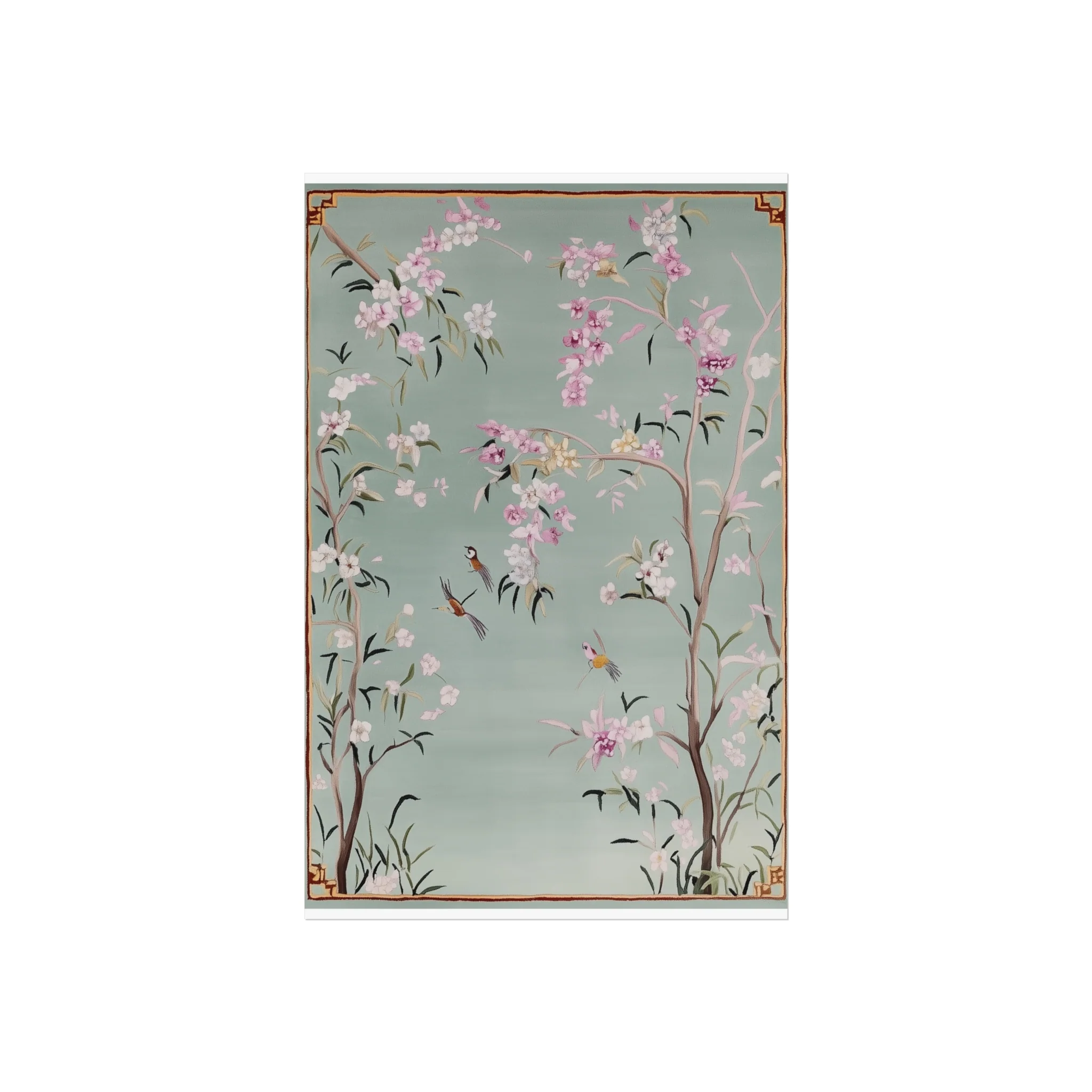 Gray Chinoiserie Birds and Cherry Blossom Fine Art Poster - Image 5