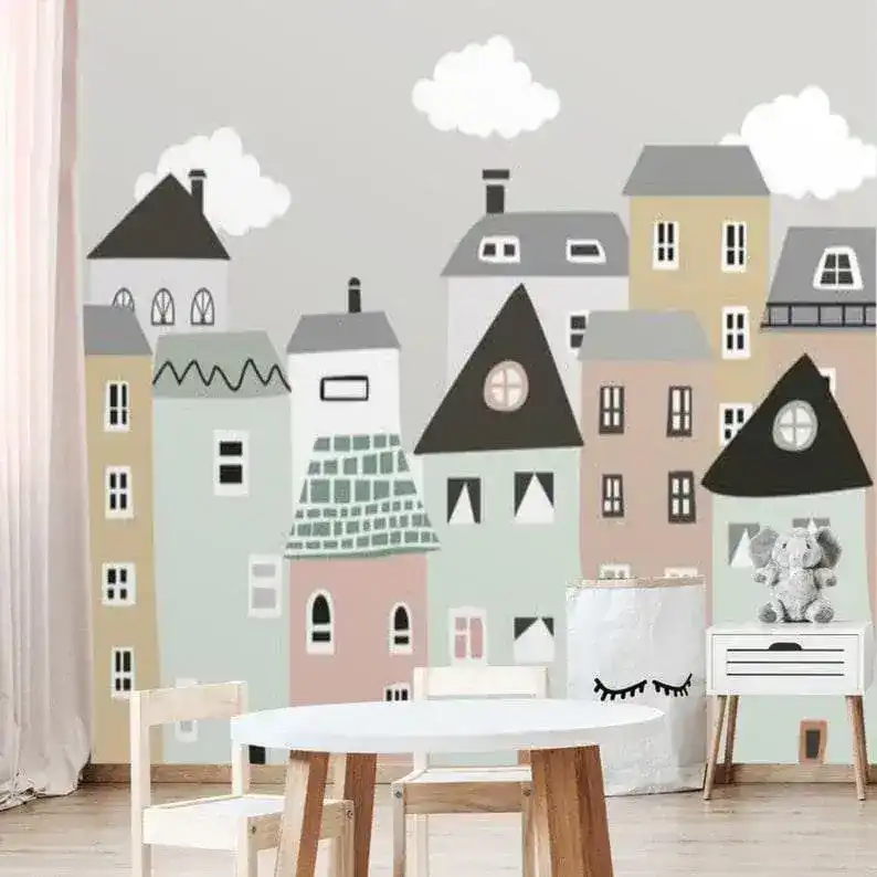 Gray City Skylines Nursery Wallpaper - Image 4