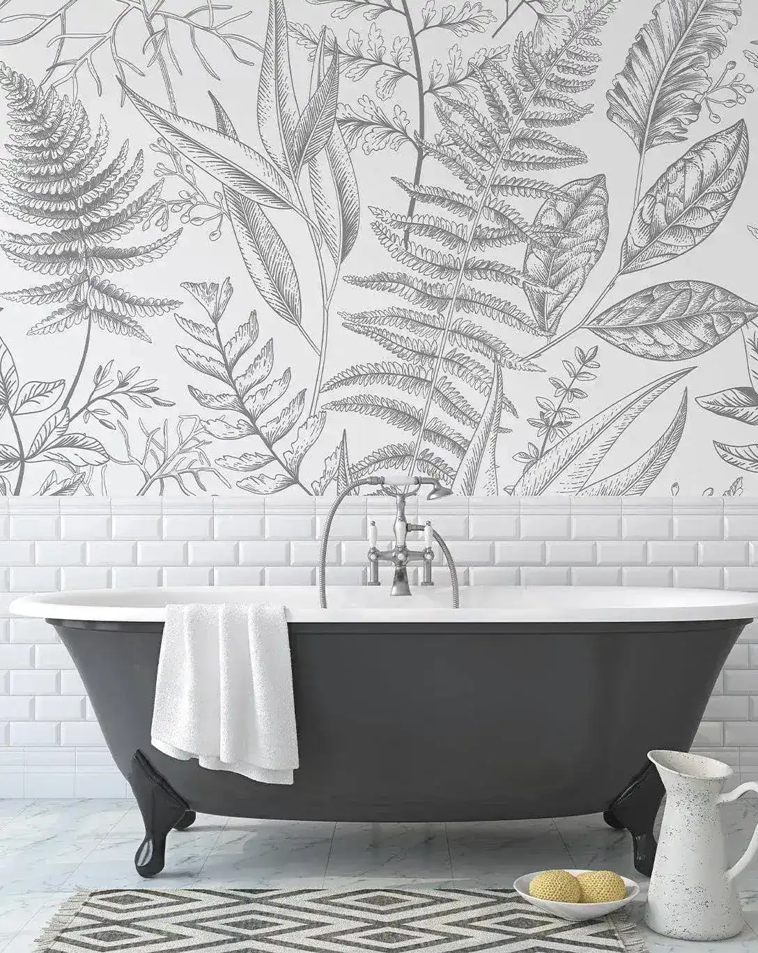 Gray Fern Botanical Wall Mural - Image 2