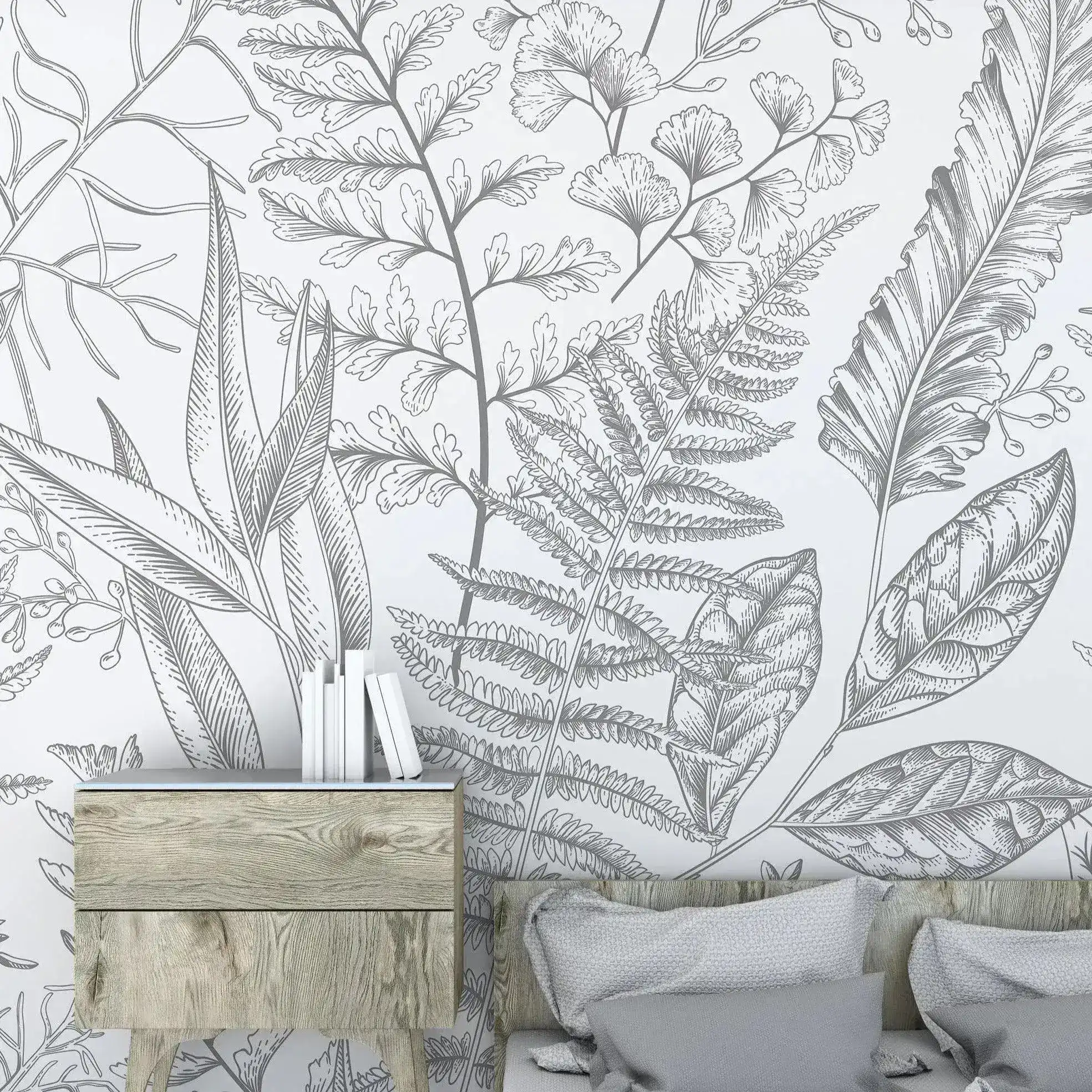 Gray Fern Botanical Wall Mural - Image 5