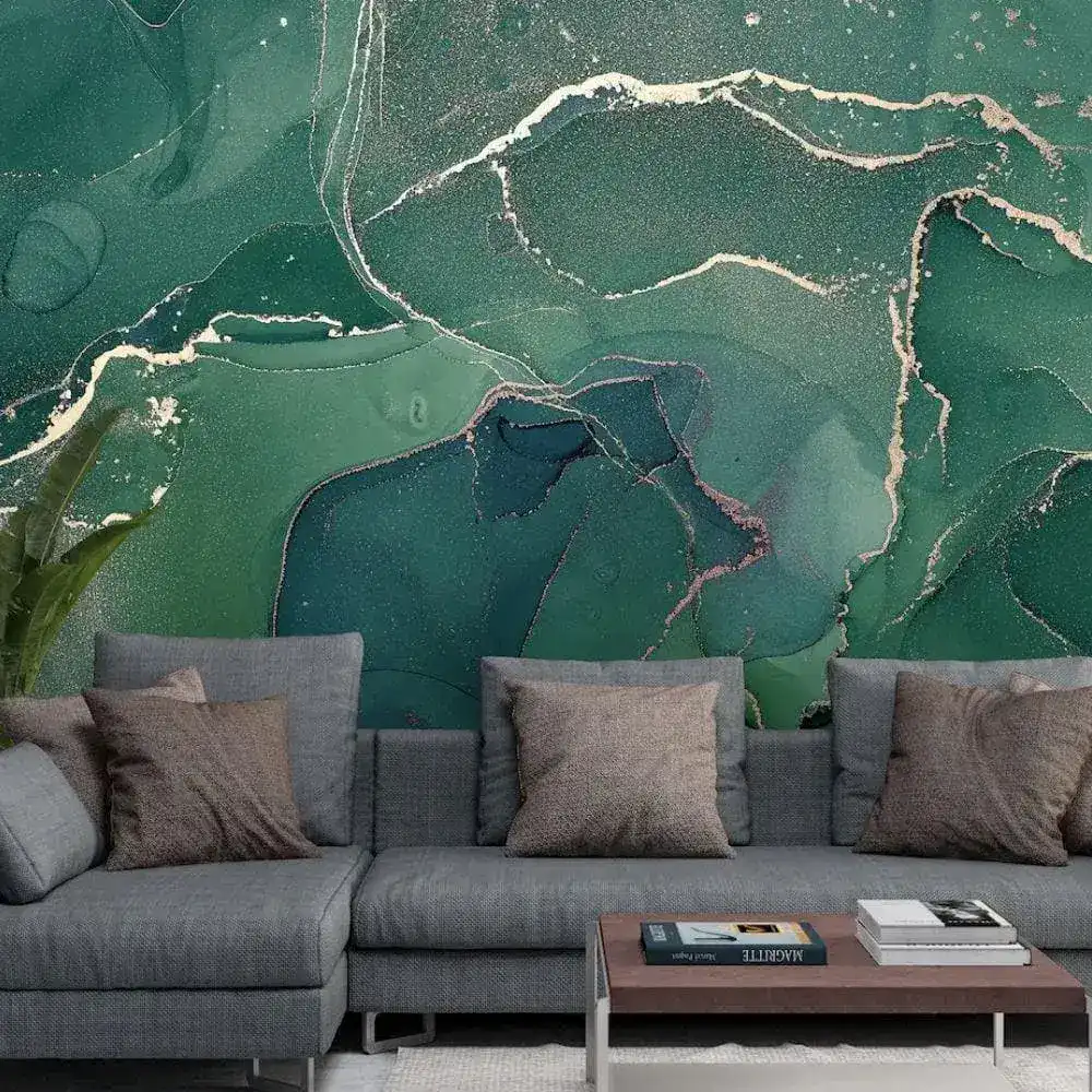 Green Abstract Marble Alcohol Ink Wall Mural - Image 5