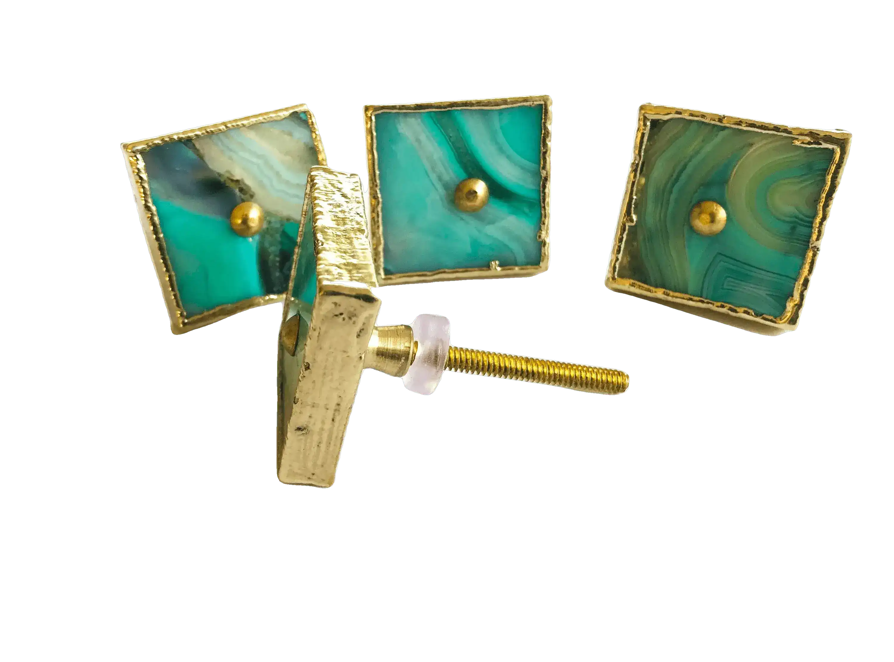 Green Agate Cabinet Door Pull Handle - Set of 4 - Image 2