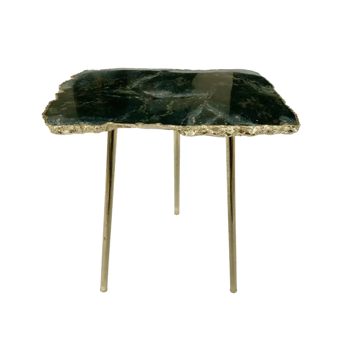 Green Agate Gemstone Organic Edge Accent Side Table