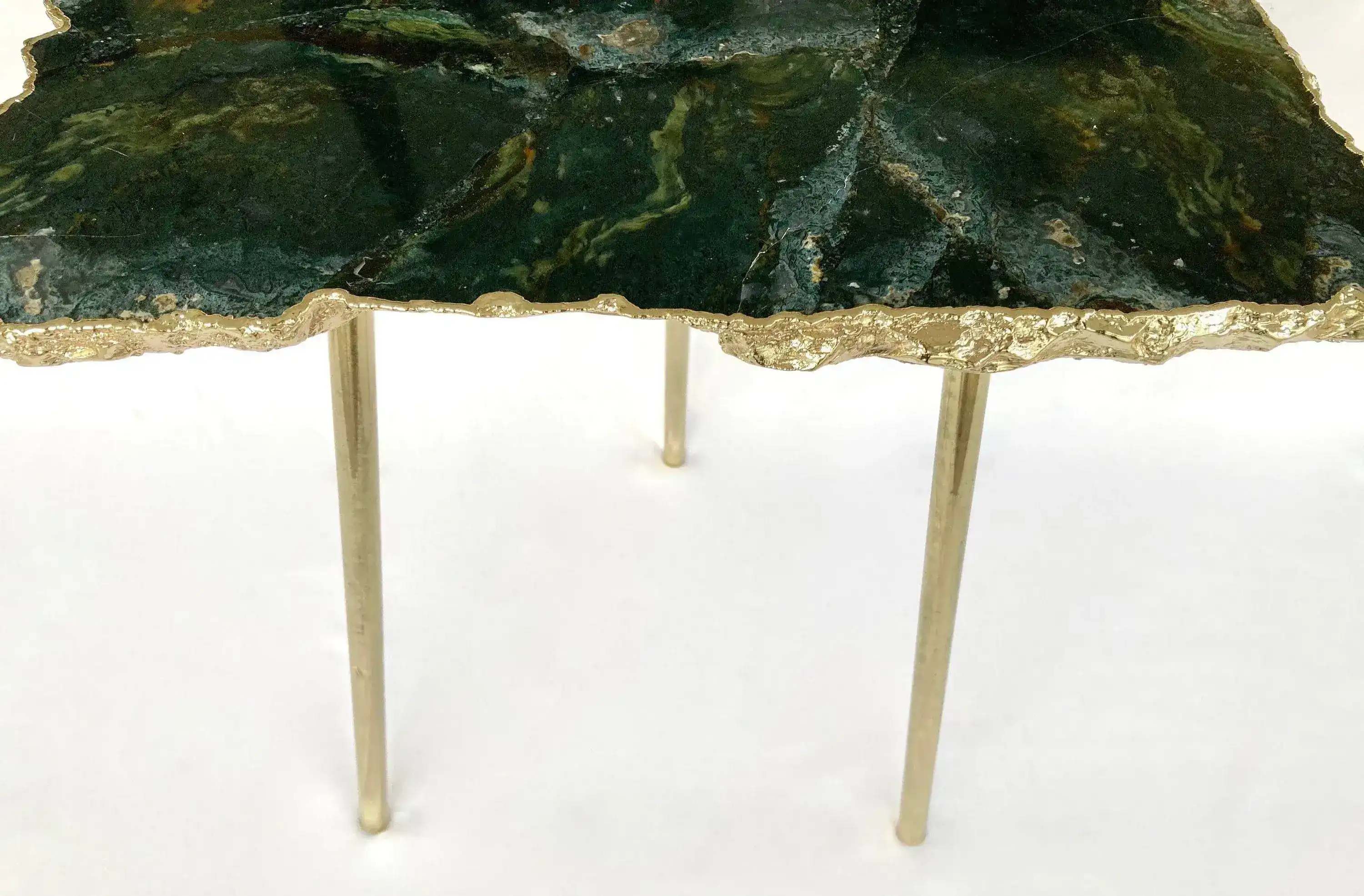 Green Agate Gemstone Organic Edge Accent Side Table - Image 4