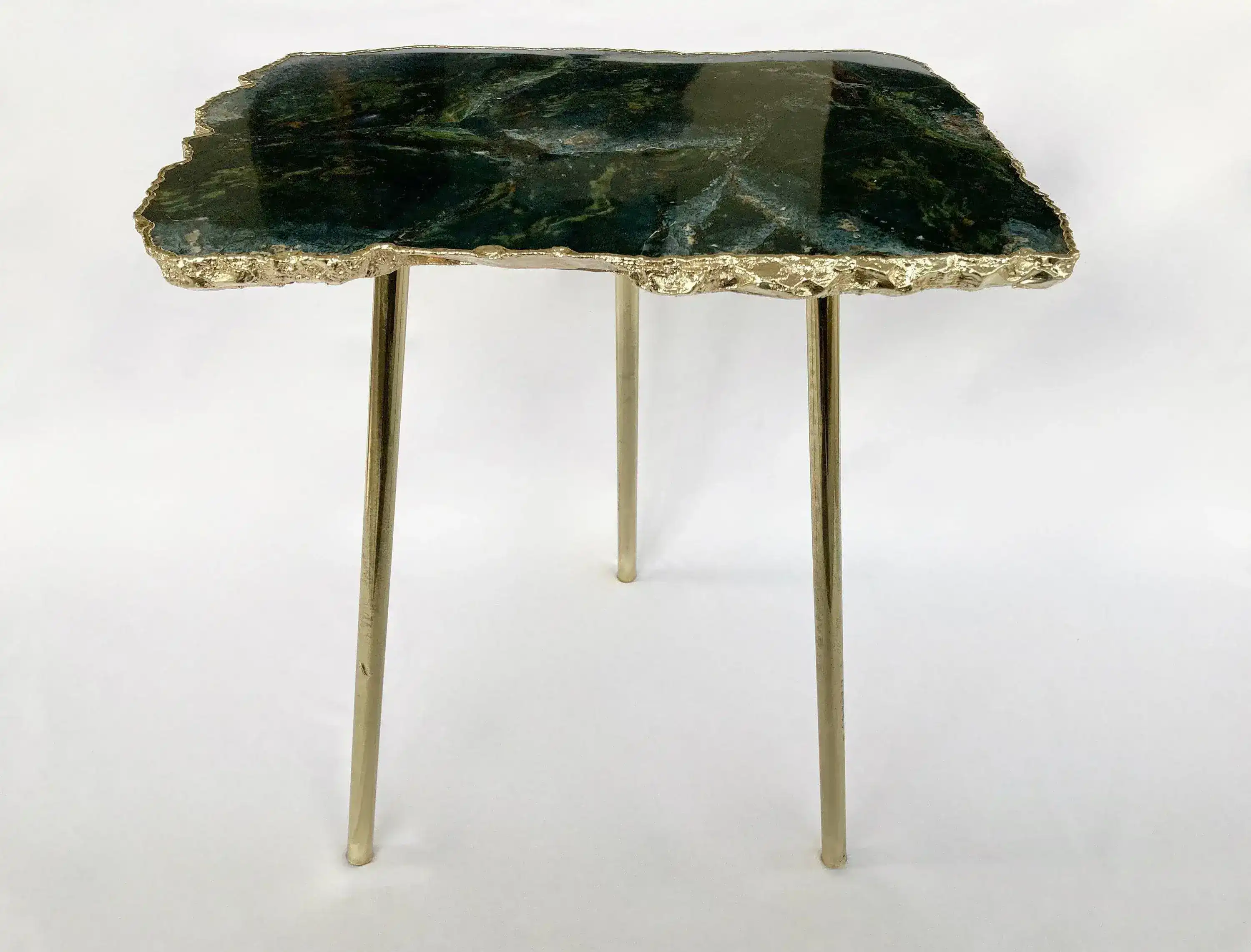 Green Agate Gemstone Organic Edge Accent Side Table - Image 6