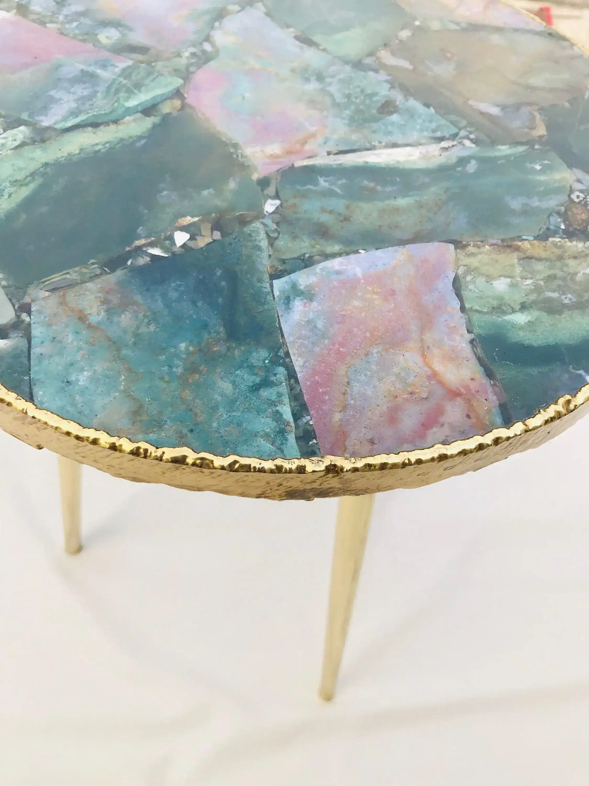 Green Agate Round Edge Accent Table - Image 3