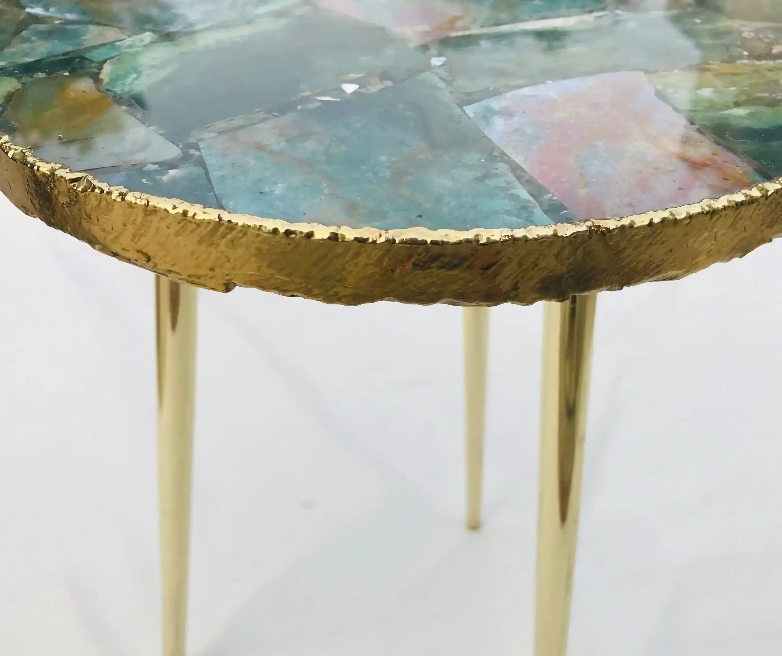 Green Agate Round Edge Accent Table - Image 6