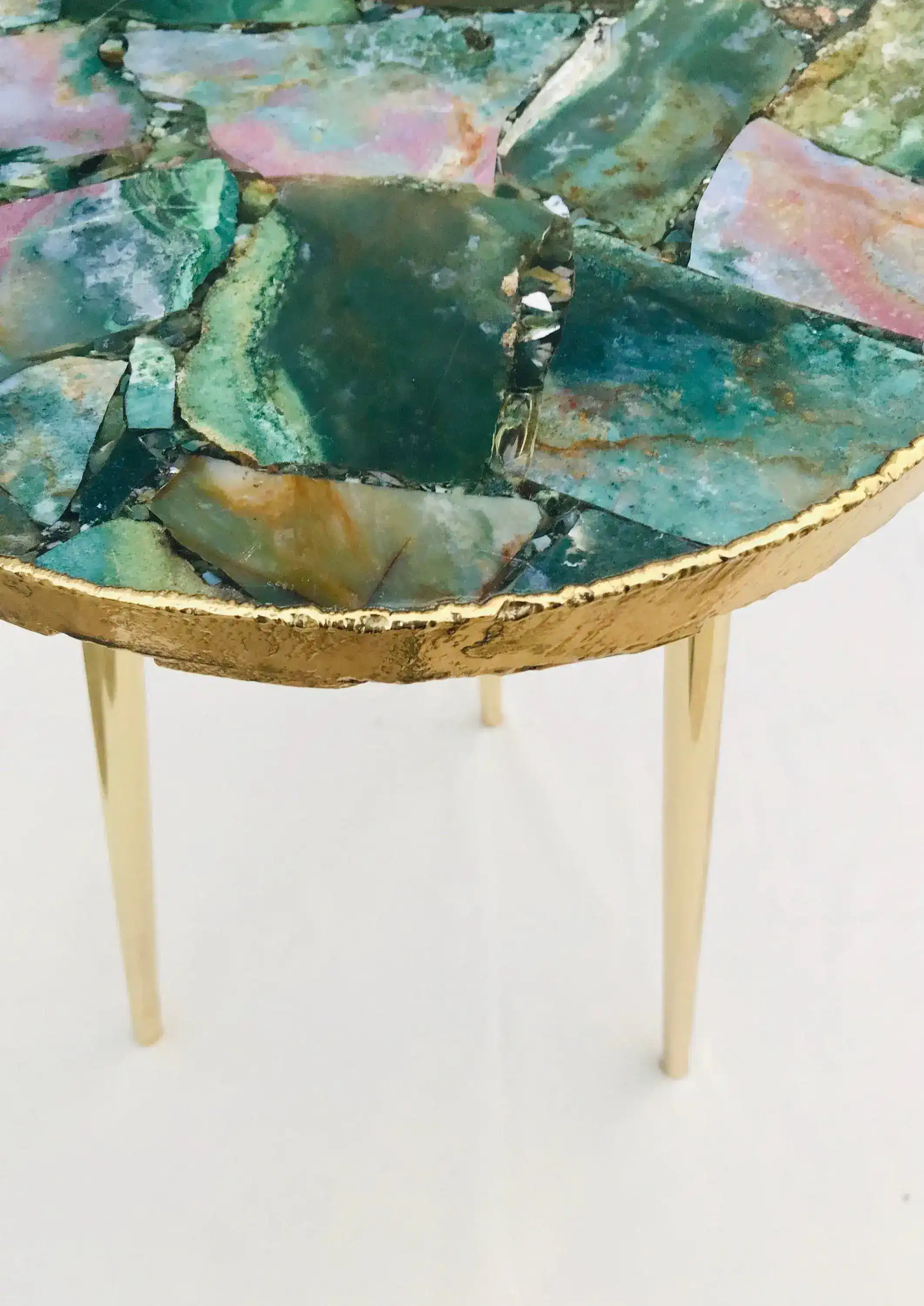 Green Agate Round Edge Accent Table - Image 8