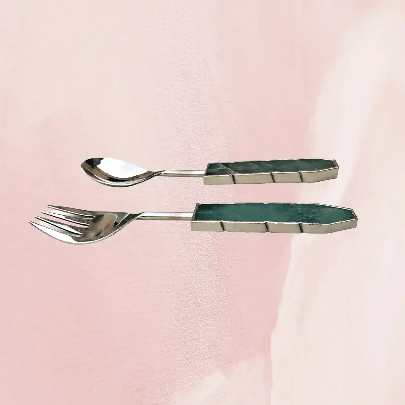 Green Agate Salad Server - Set of 2 - Image 3