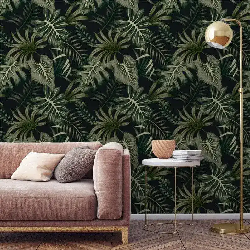 Green and Black Rainforest Ferns Wallpaper - Image 7