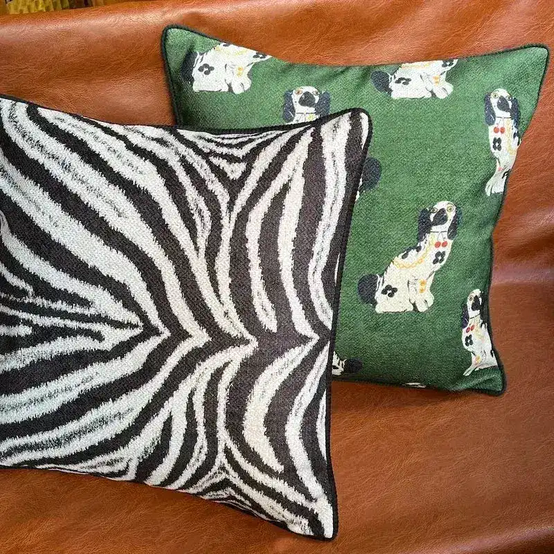 Green and White Staffordshire Dog Decorative Throw Pillow Cover - Image 5