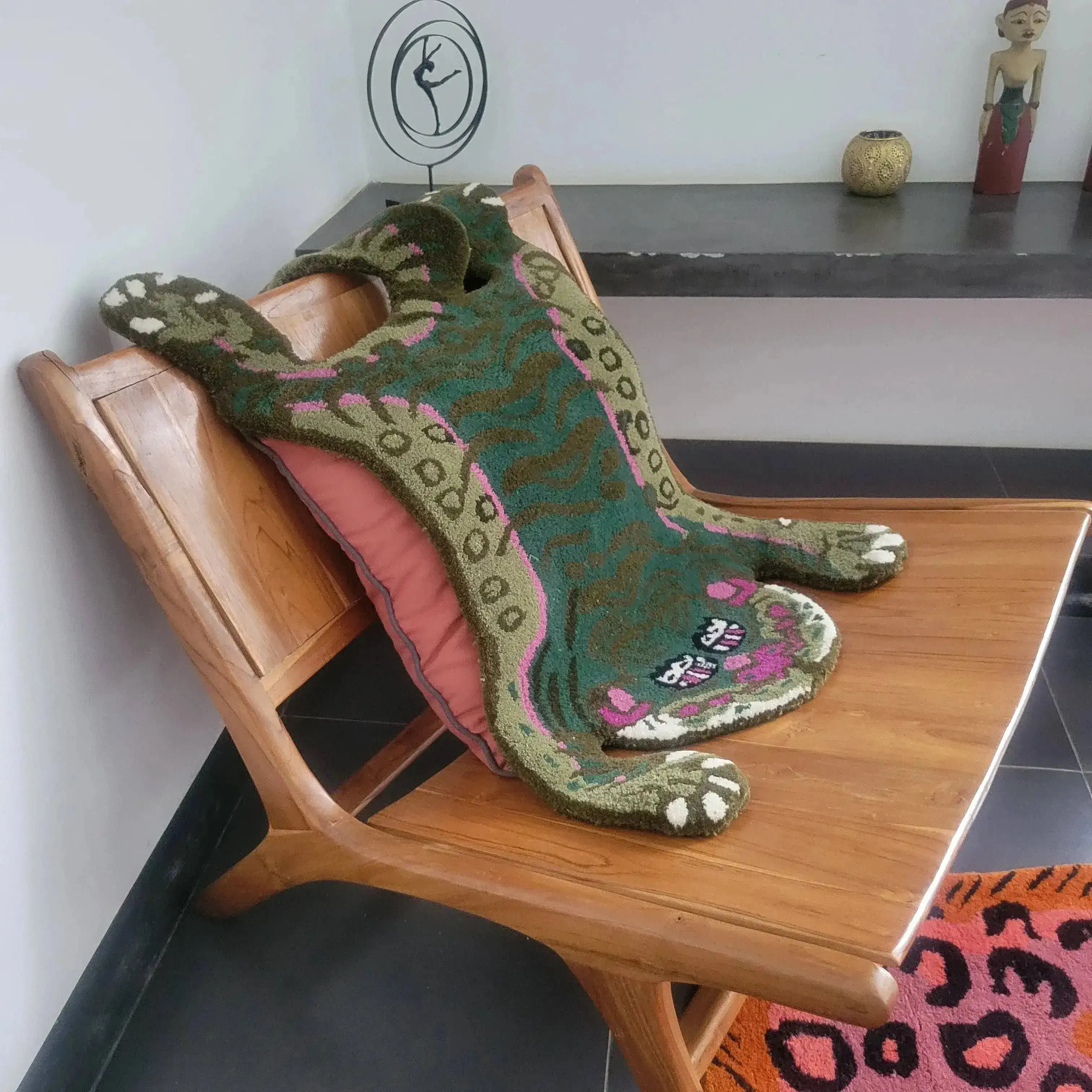 Green Asian Tiger Wool Rug - Image 6
