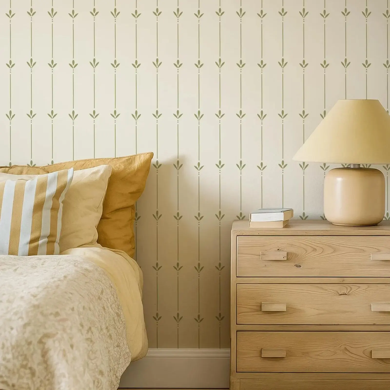 Green Botanical Stripe Wallpaper - Image 2