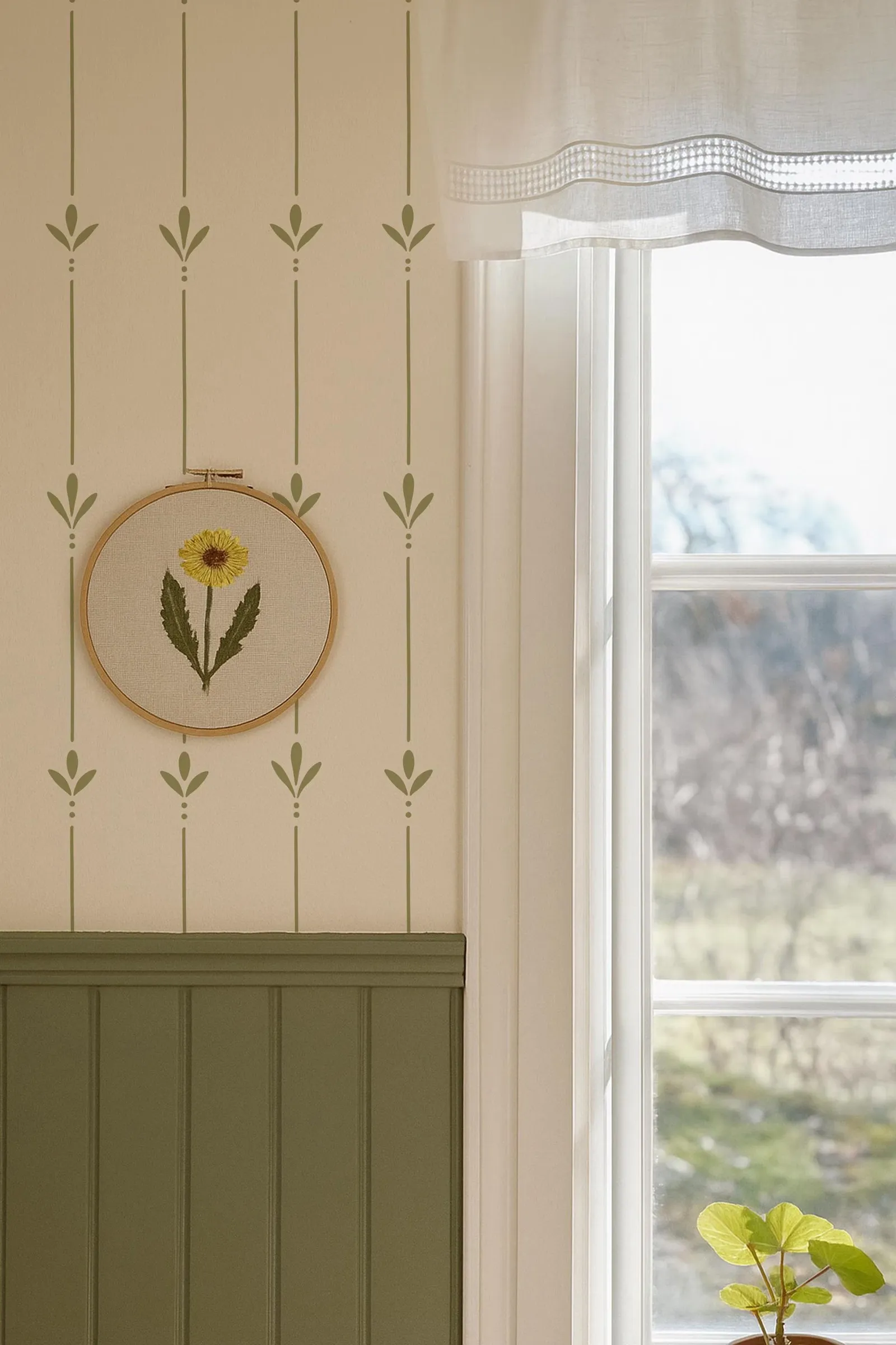 Green Botanical Stripe Wallpaper - Image 4