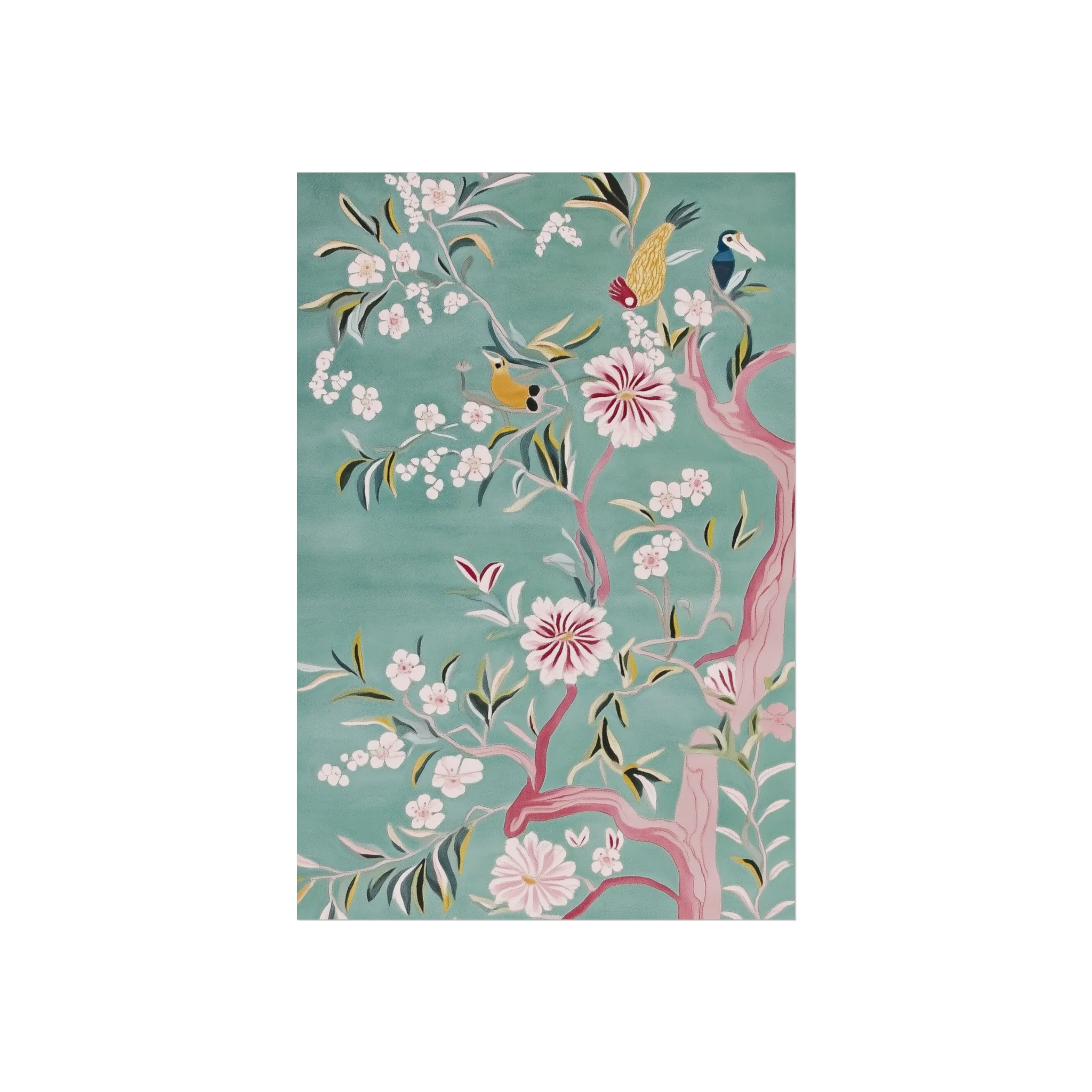 Green Chinoiserie Birds and Cherry Blossom Fine Art Poster - Image 11