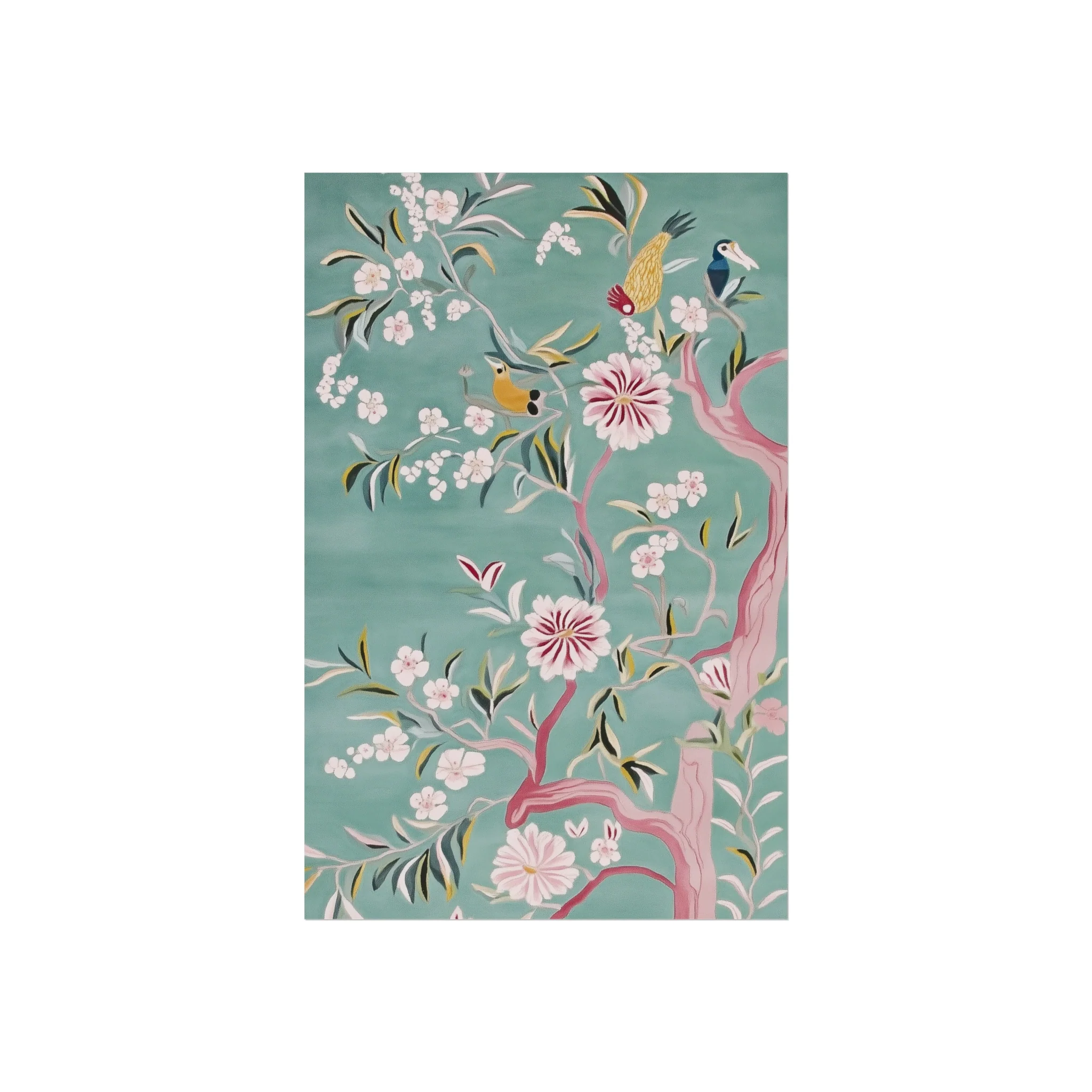 Green Chinoiserie Birds and Cherry Blossom Fine Art Poster - Image 12