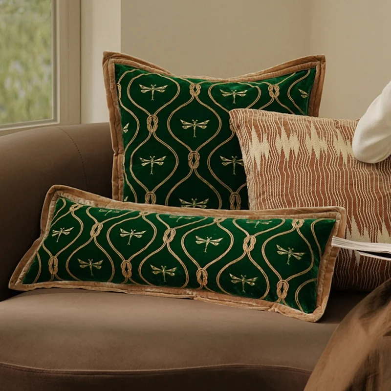 Green Dragonfly Embroidered Throw Pillow Cover - Image 4