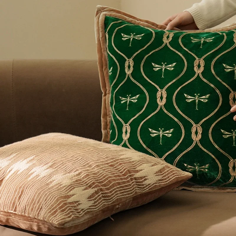 Green Dragonfly Embroidered Throw Pillow Cover - Image 5