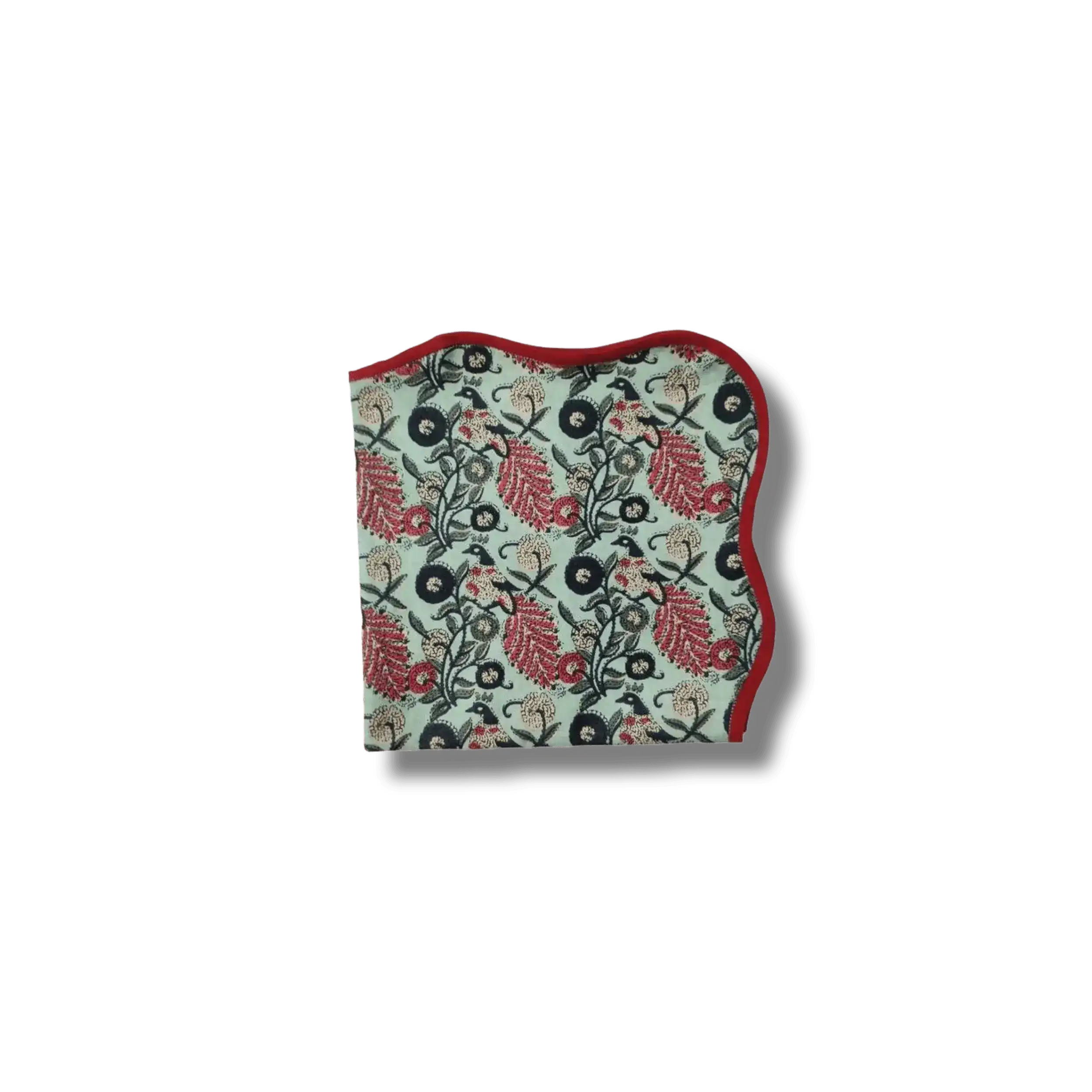 Green Floral Motif Block Printed Cotton Napkins - Image 8
