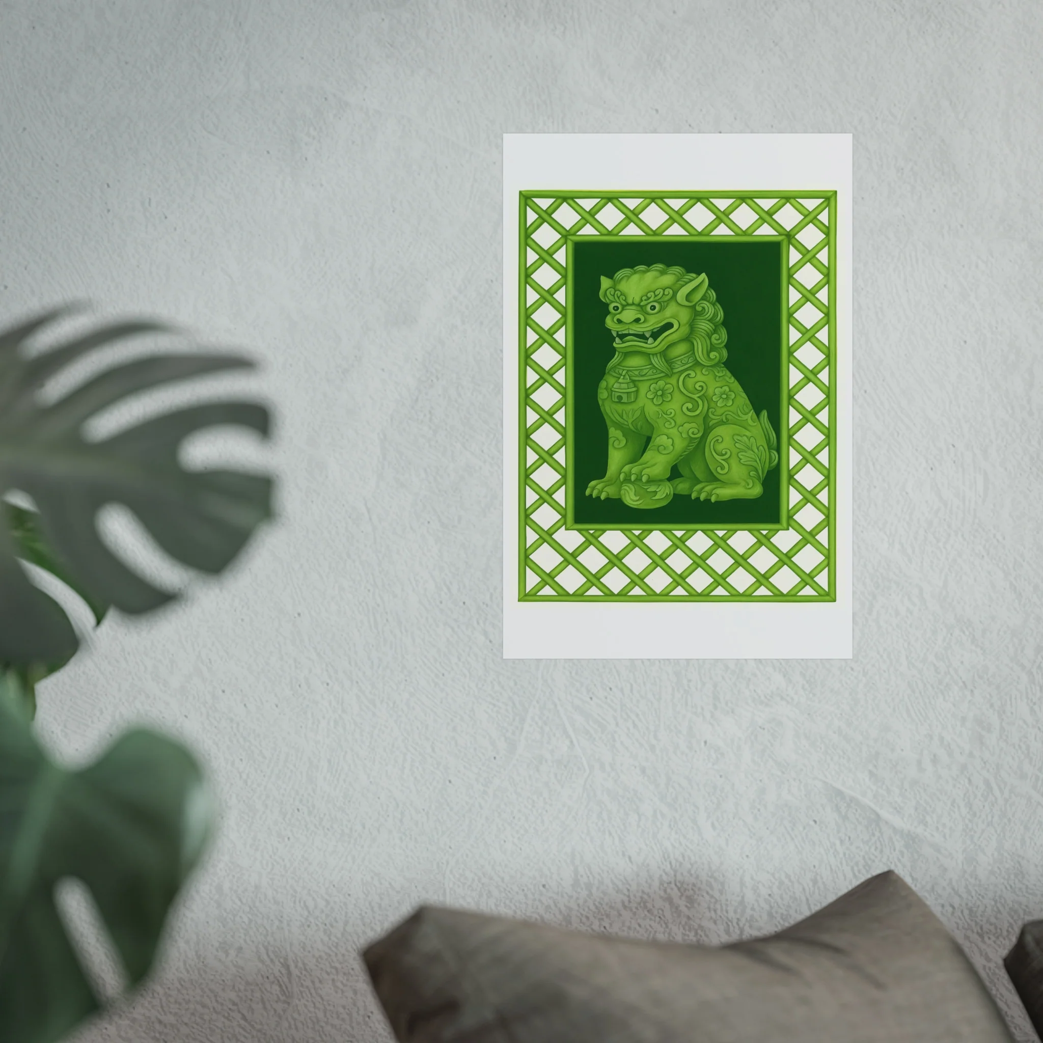 Green Foo Dog Portrait Fine Art Poster - Image 29