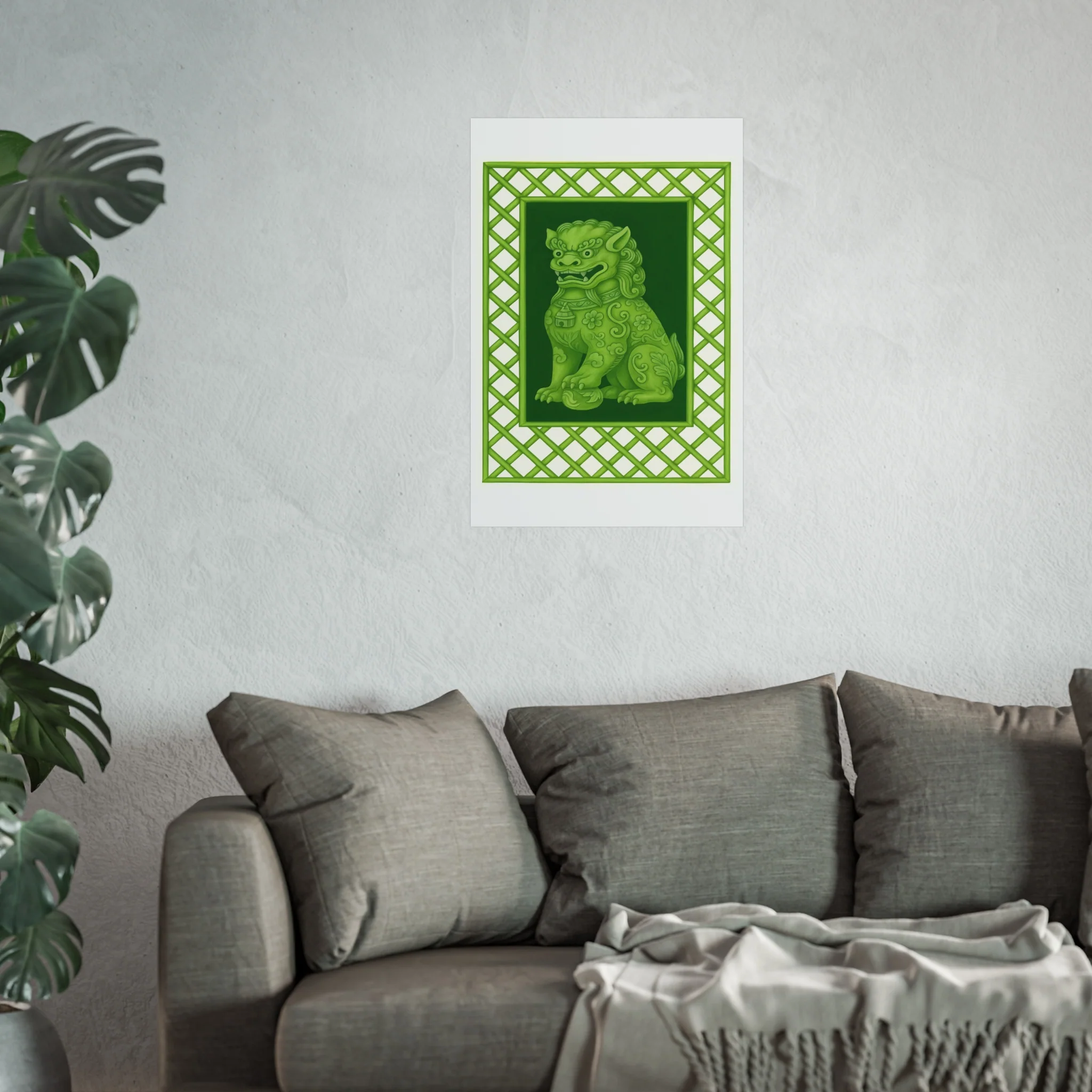 Green Foo Dog Portrait Fine Art Poster - Image 37